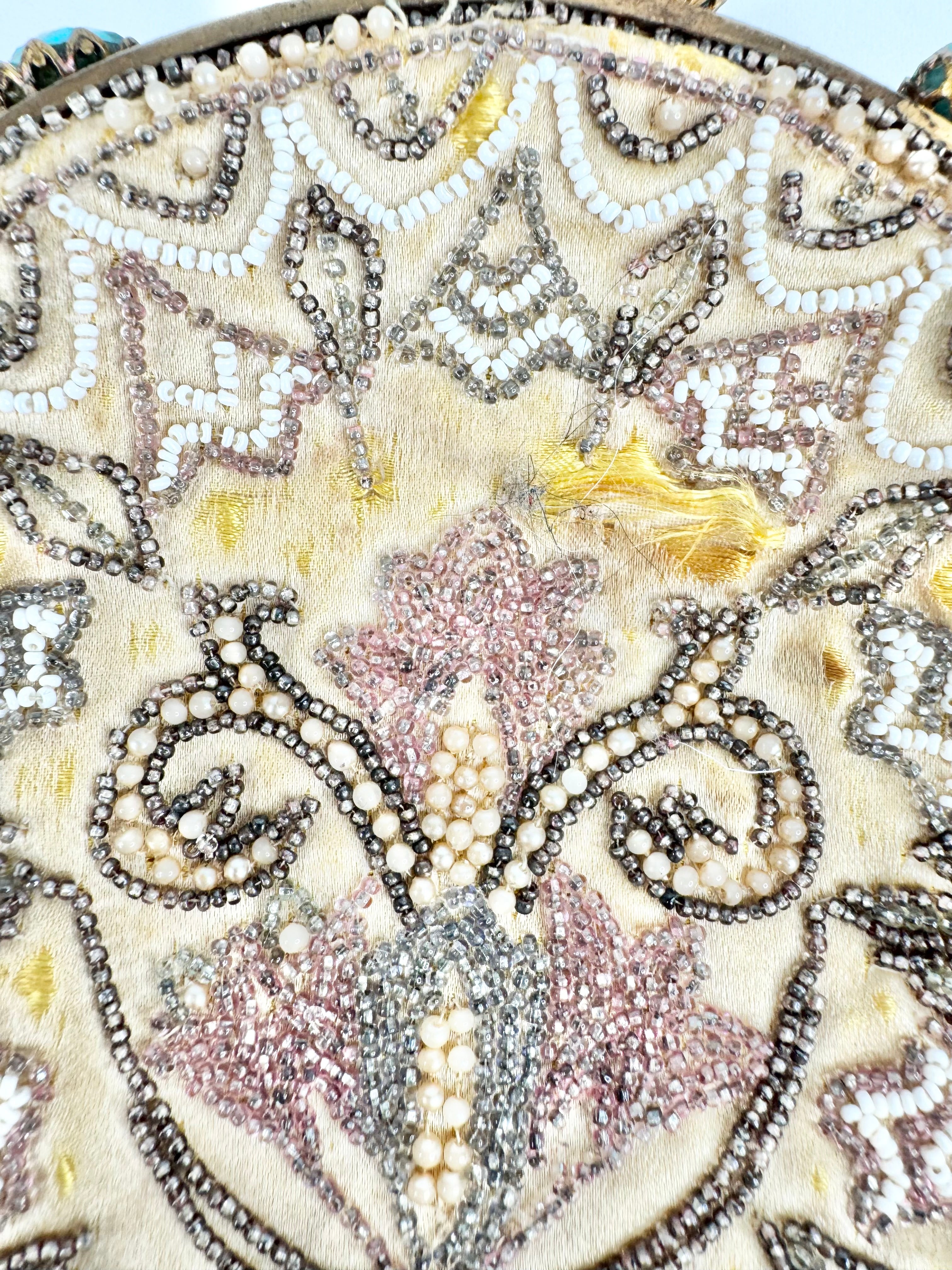 Vintage Handmade French Gold Beaded Evening Purse