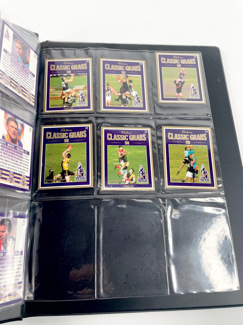 Vintage 90s AFL Cadbury Classic Grabs Cards in Binder