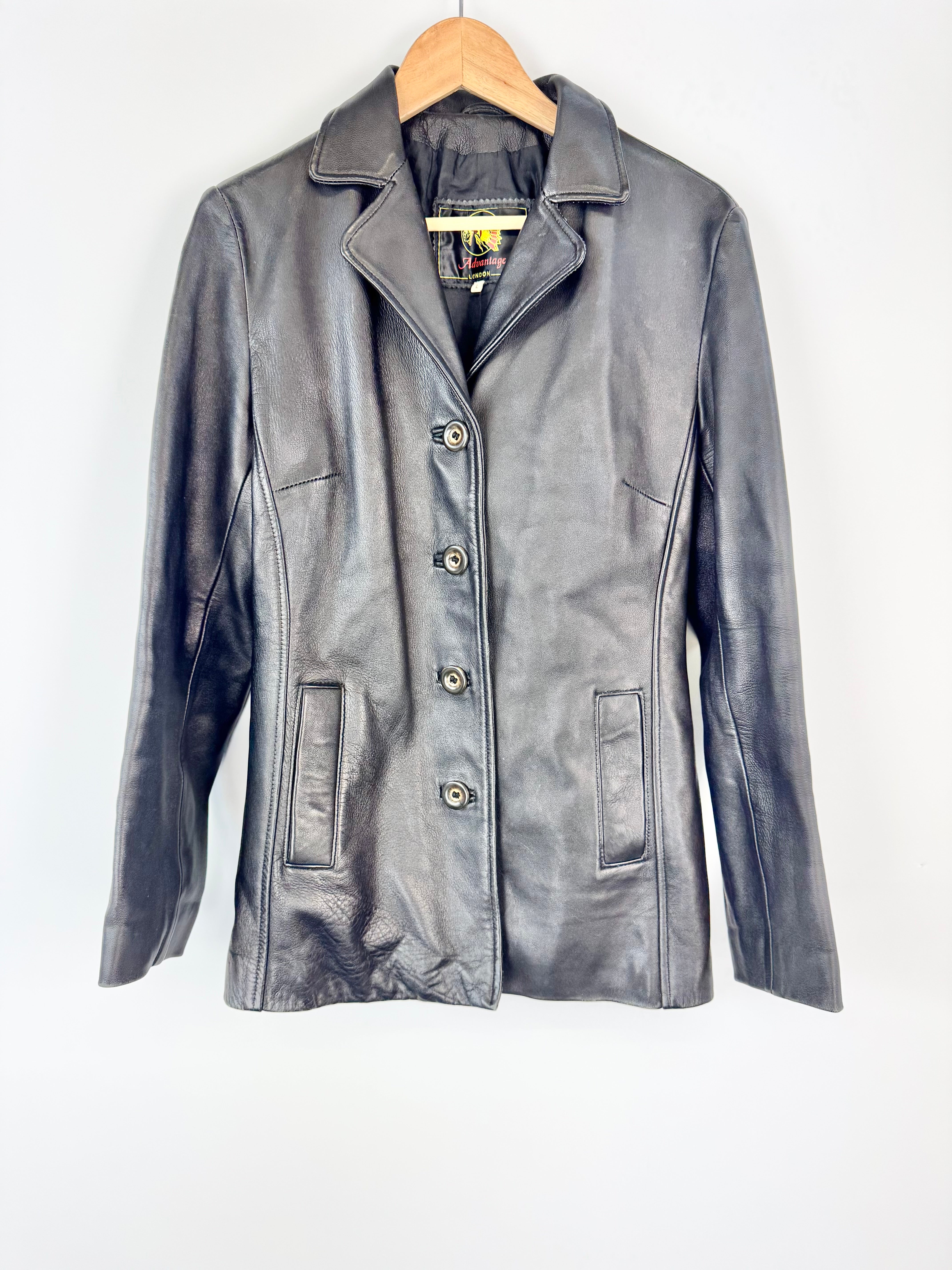 Vintage 90s Black Leather Jacket - AU10/12