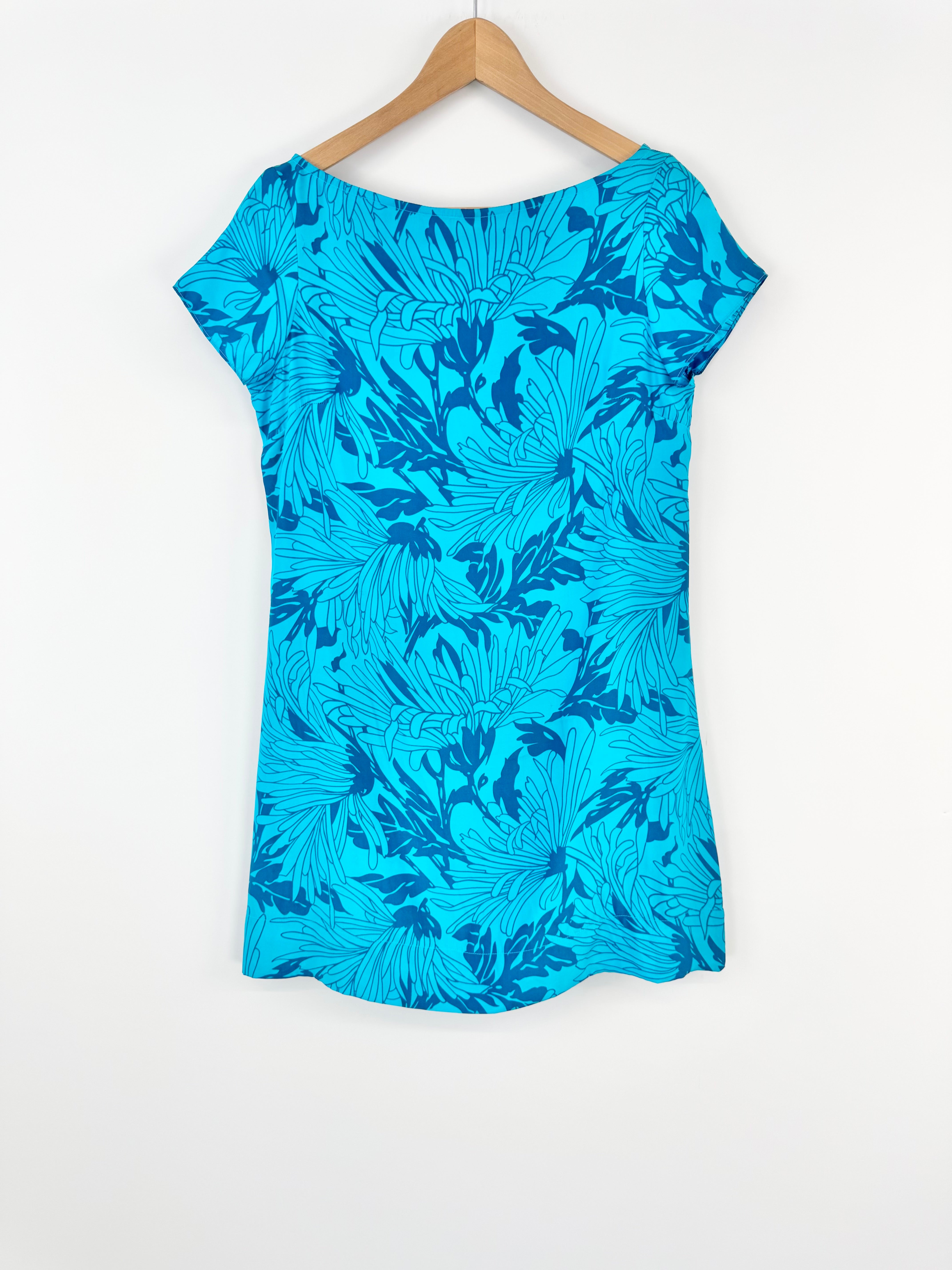 Leonard St Bright Blue Silk Floral Tunic - AU10