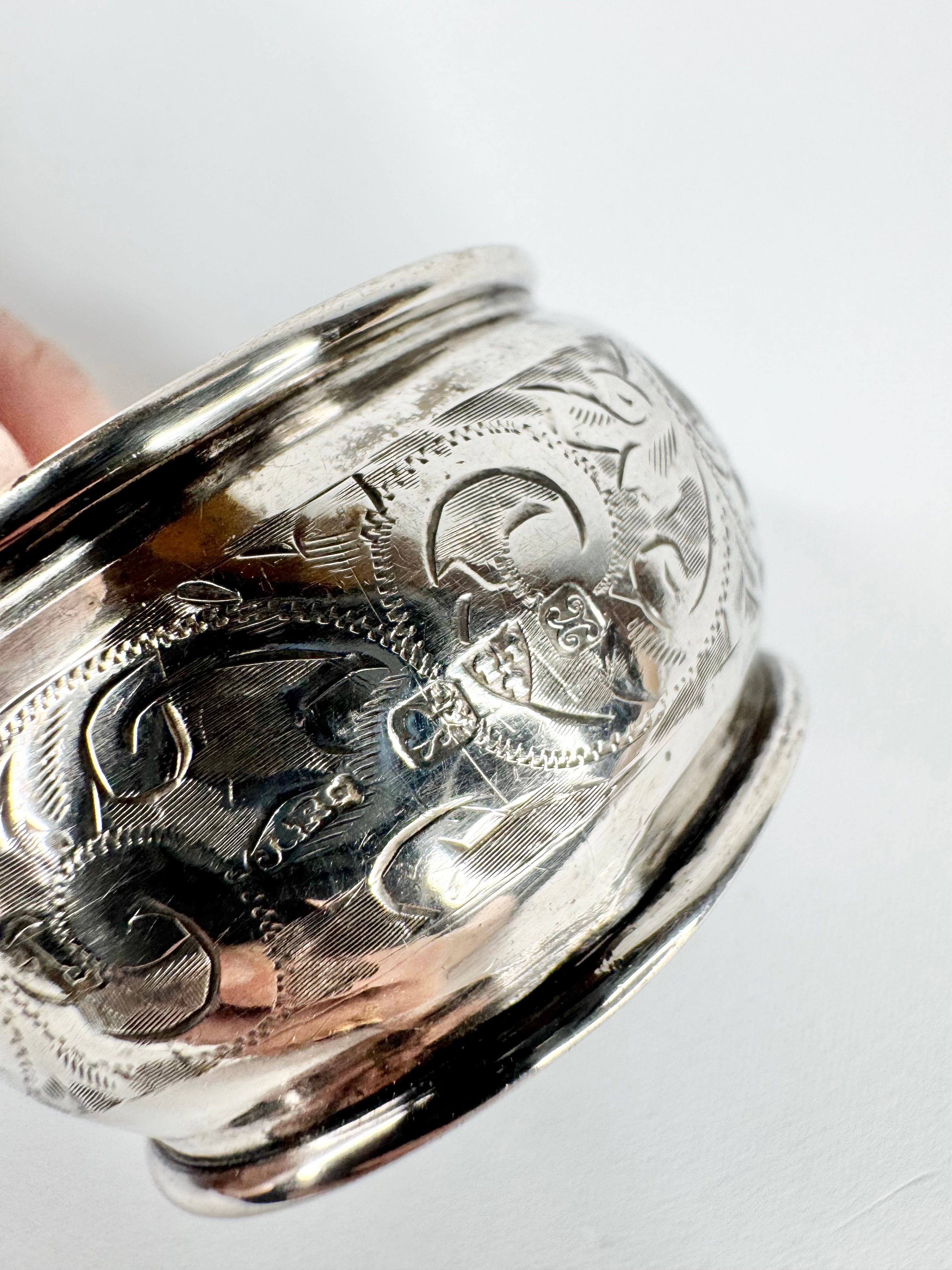 Antique Chester J Aikin English Silver Filigree Napkin Ring