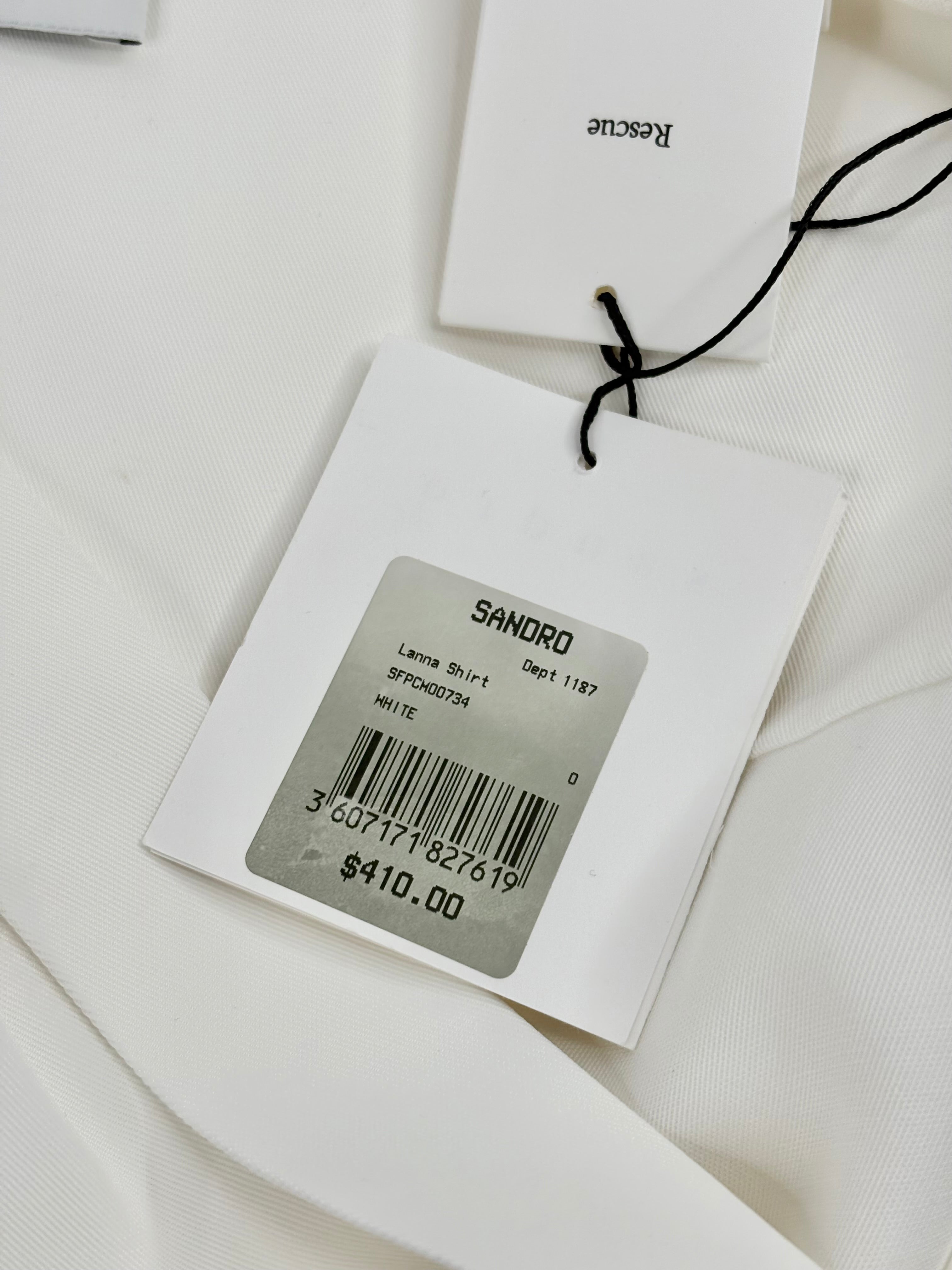 Sandro White 'Lanna' Long-Sleeve Shirt - AU6/8