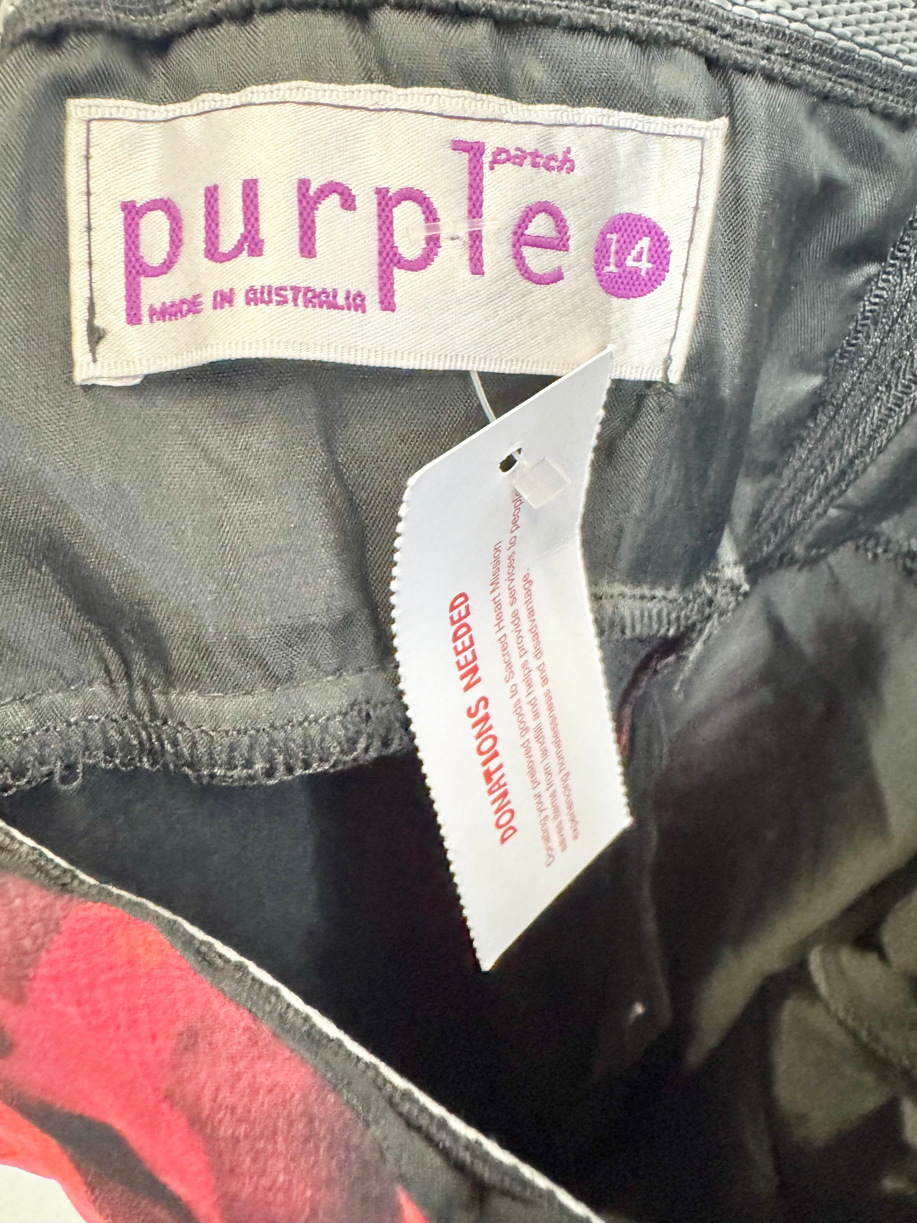 Y2K Purple Patch Red Pattern Strapless Cocktail Dress - AU12/14