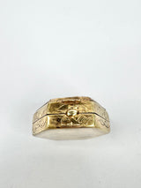 Vintage Hexagon Gilt & Bone Tin