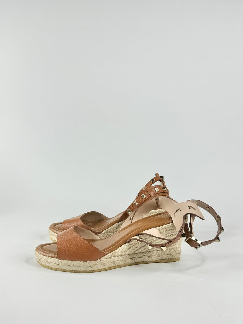 Bianca Buccheri Burnt Caramel Studded Espadrilles - EU38