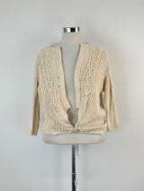 Patrizia Pepe Beige Micro-Cable Knit Cardigan - AU8/10