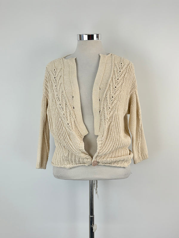 Patrizia Pepe Beige Micro-Cable Knit Cardigan - AU8/10