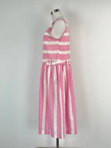 Vintage 70s Kenzo Pink & White Midi Dress - AU8/10