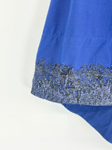 Akira Cobalt Embroidered Hem Midi Skirt - AU12