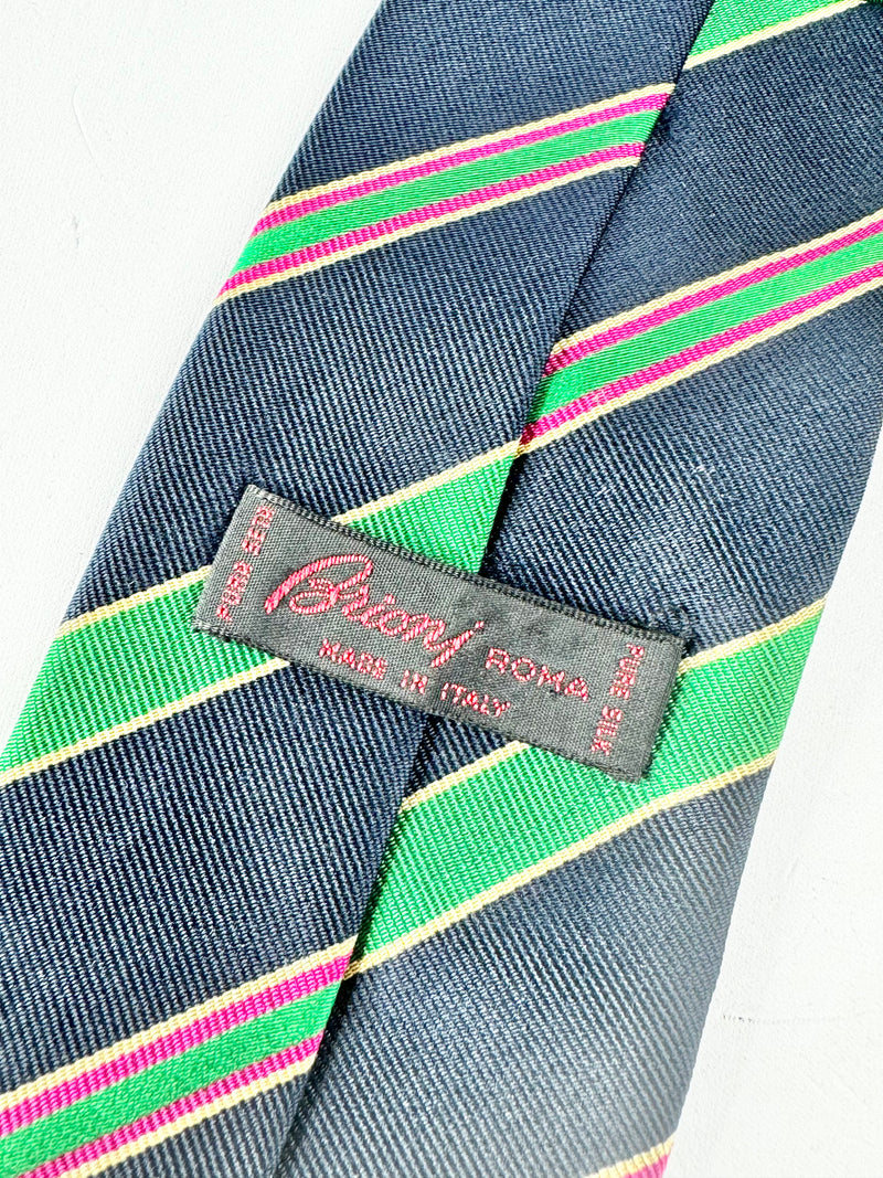 Vintage Blue & Green Stripe Silk Tie