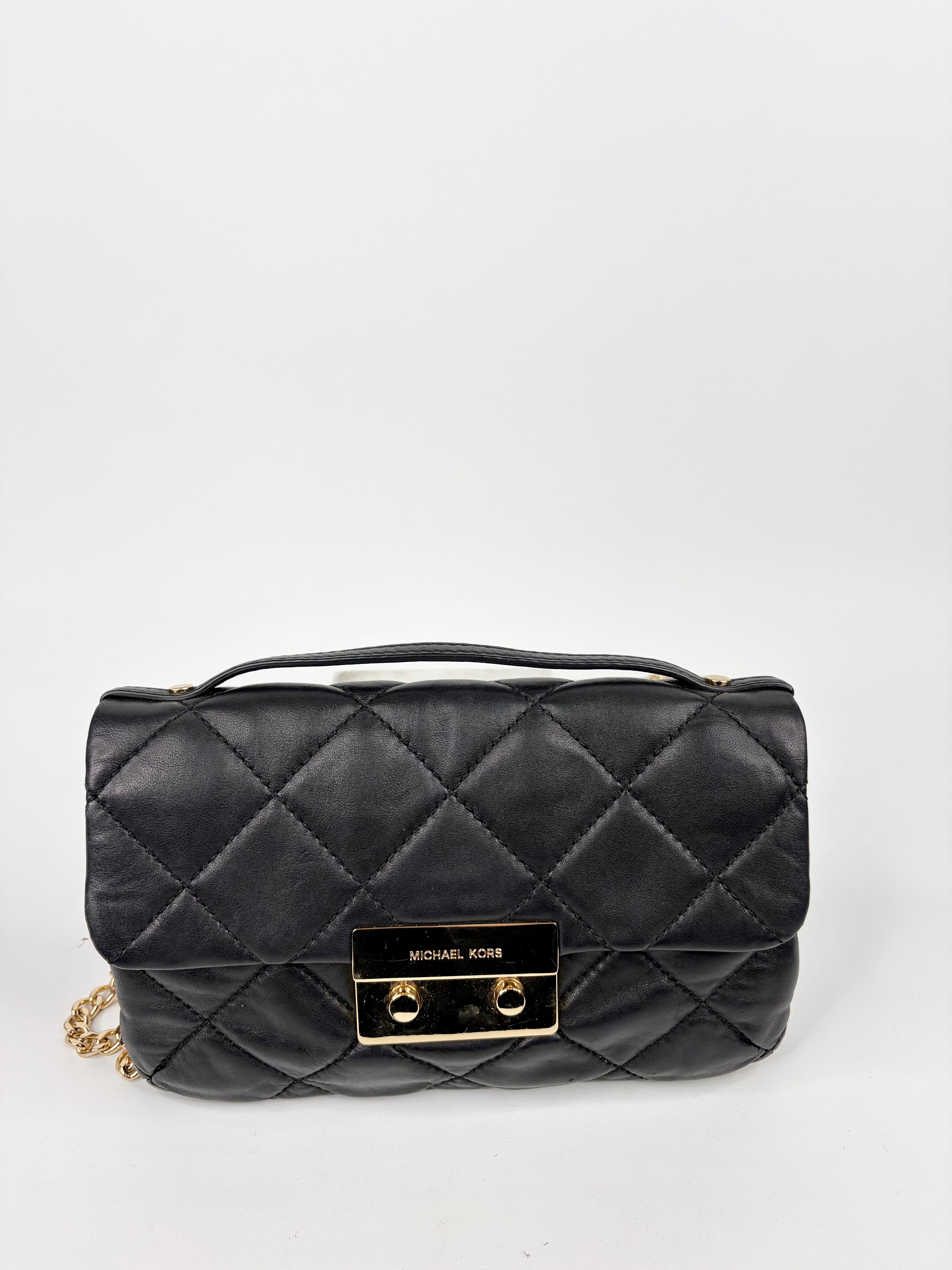 Michael Kors Black Buttery Soft Quilted Leather Cross Body Bag