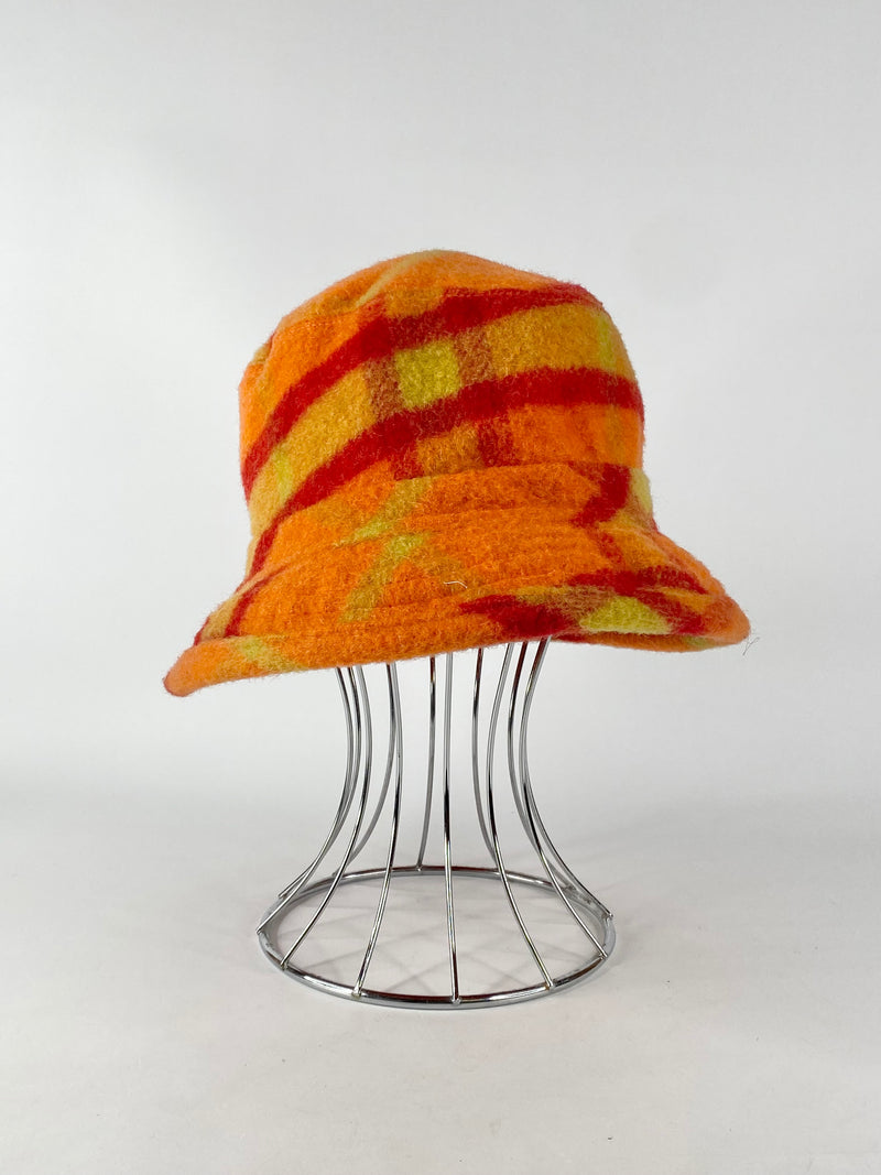 United Colours of Benetton Orange Plaid Bucket Hat