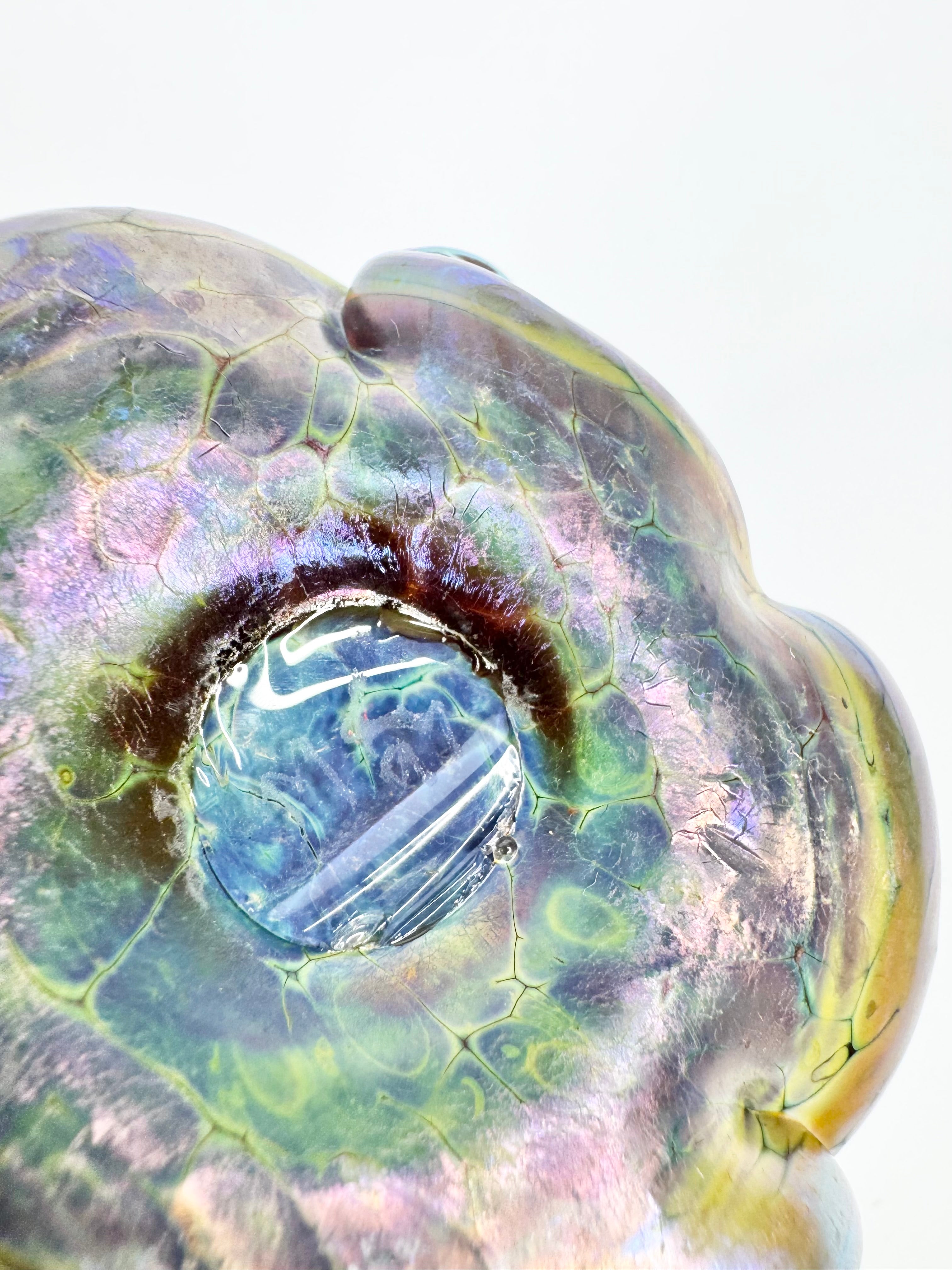 Art Nouveau Metallic Purple Swirled Glass Vase