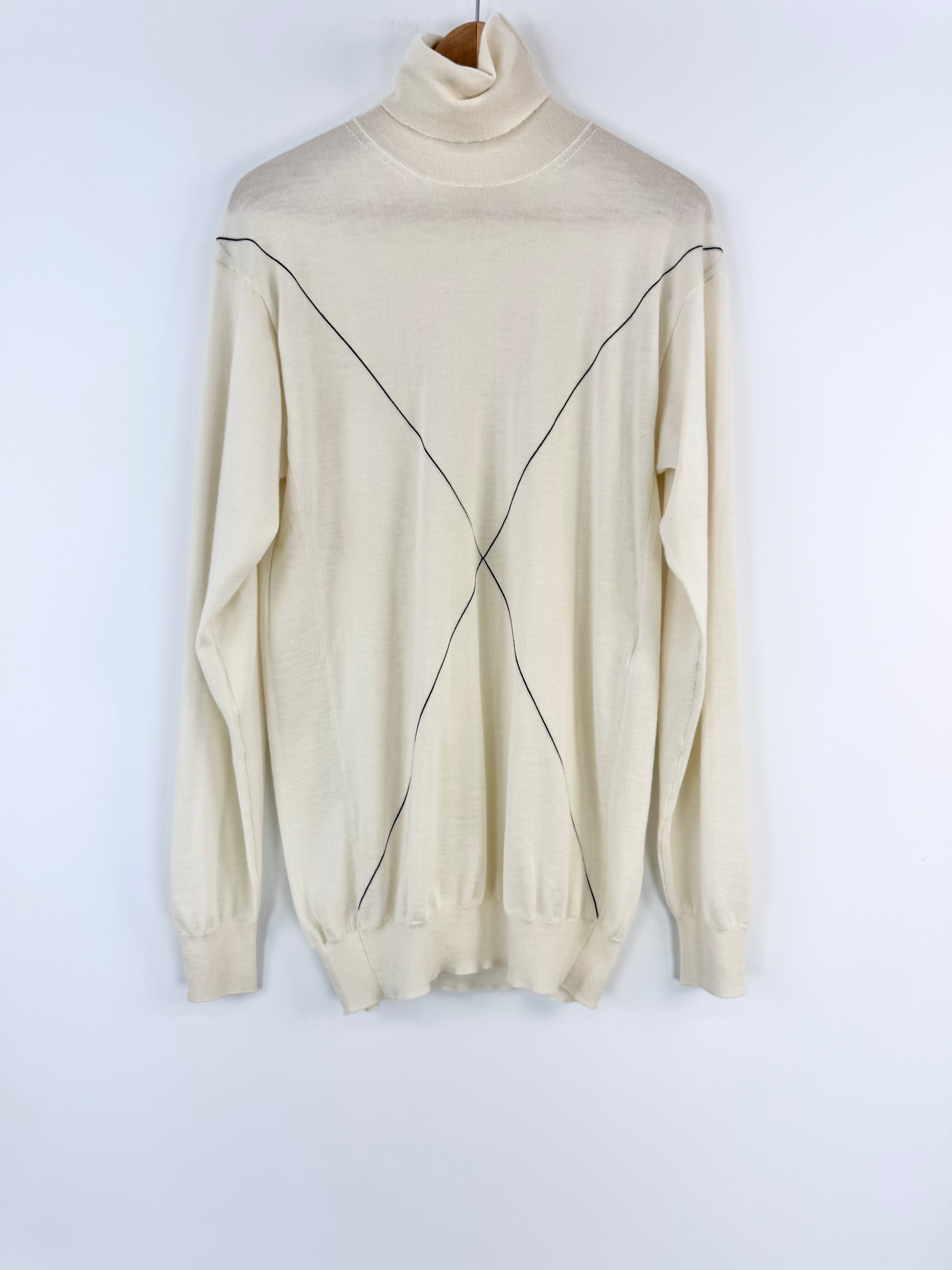 Céline Cream Cashmere X Roll Neck Sweater - AU10/12