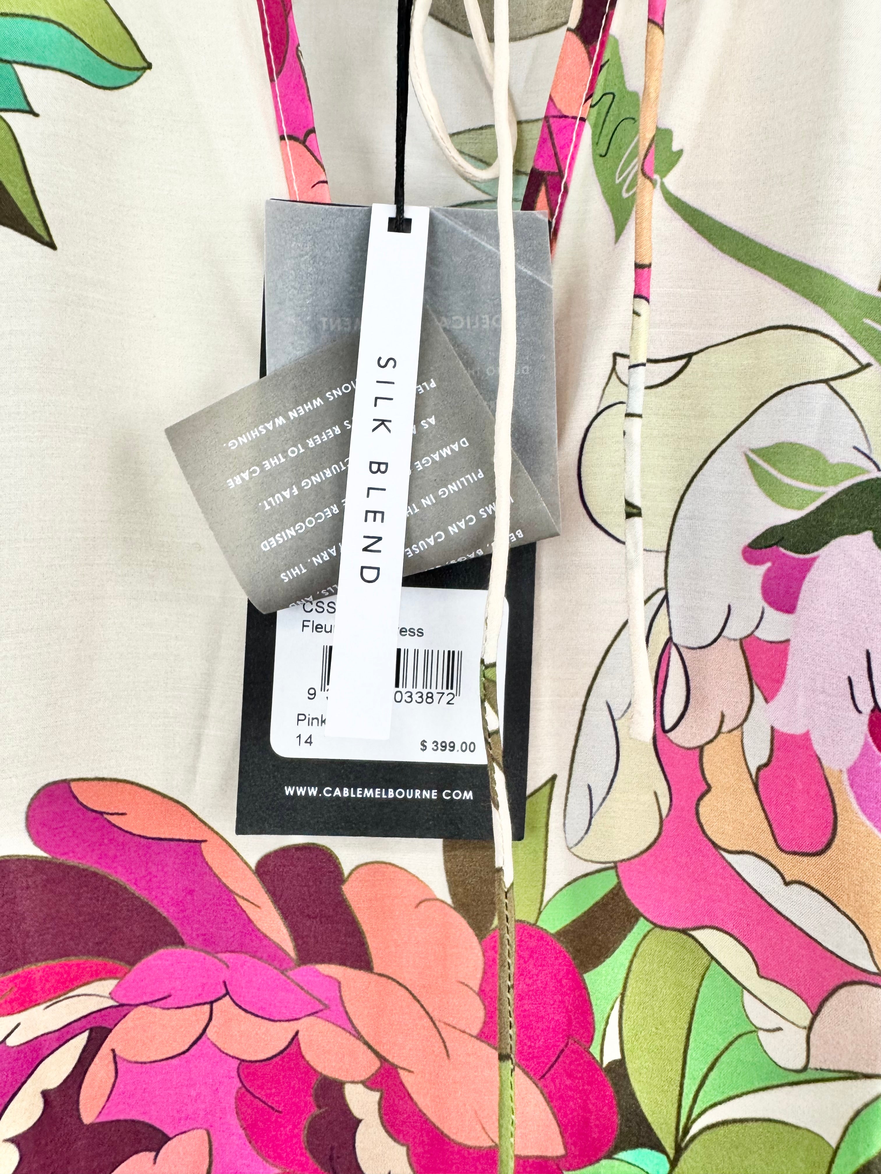 Cable Melbourne 'Fleur Maxi Dress Pink Floral' Dress NWT - AU14