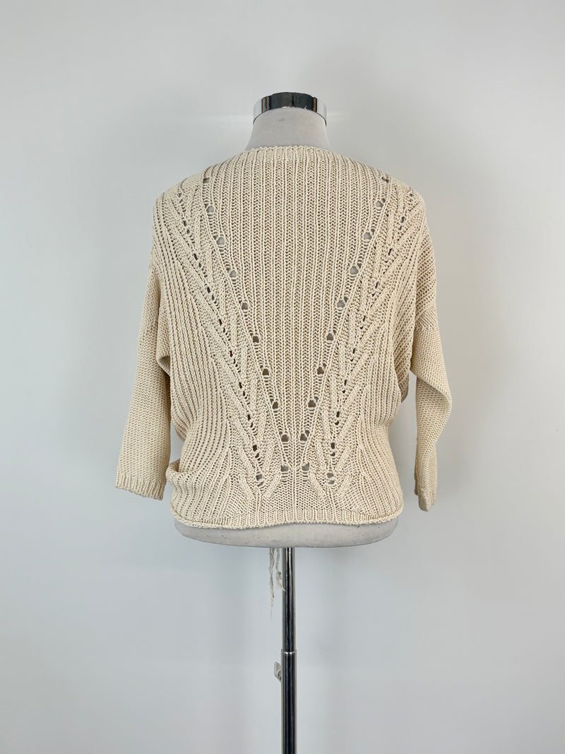 Patrizia Pepe Beige Micro-Cable Knit Cardigan - AU8/10