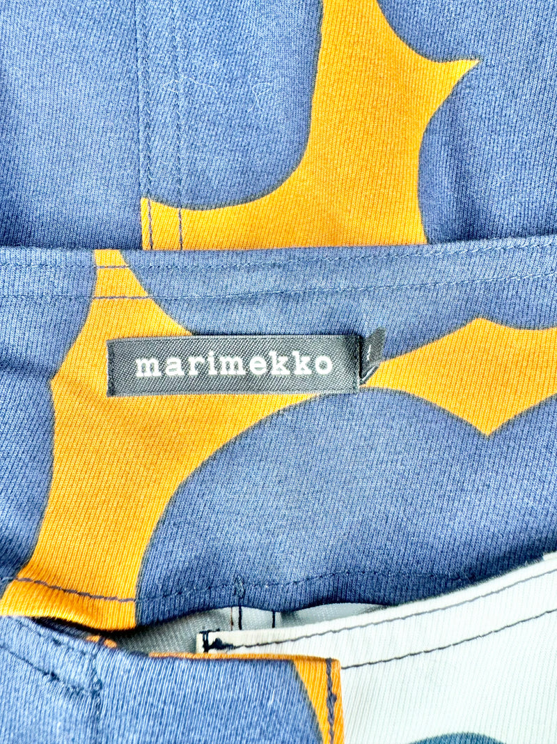 Marimekko Blue & Deep Orange Tahtimo Unikko Maxi Dress - XL