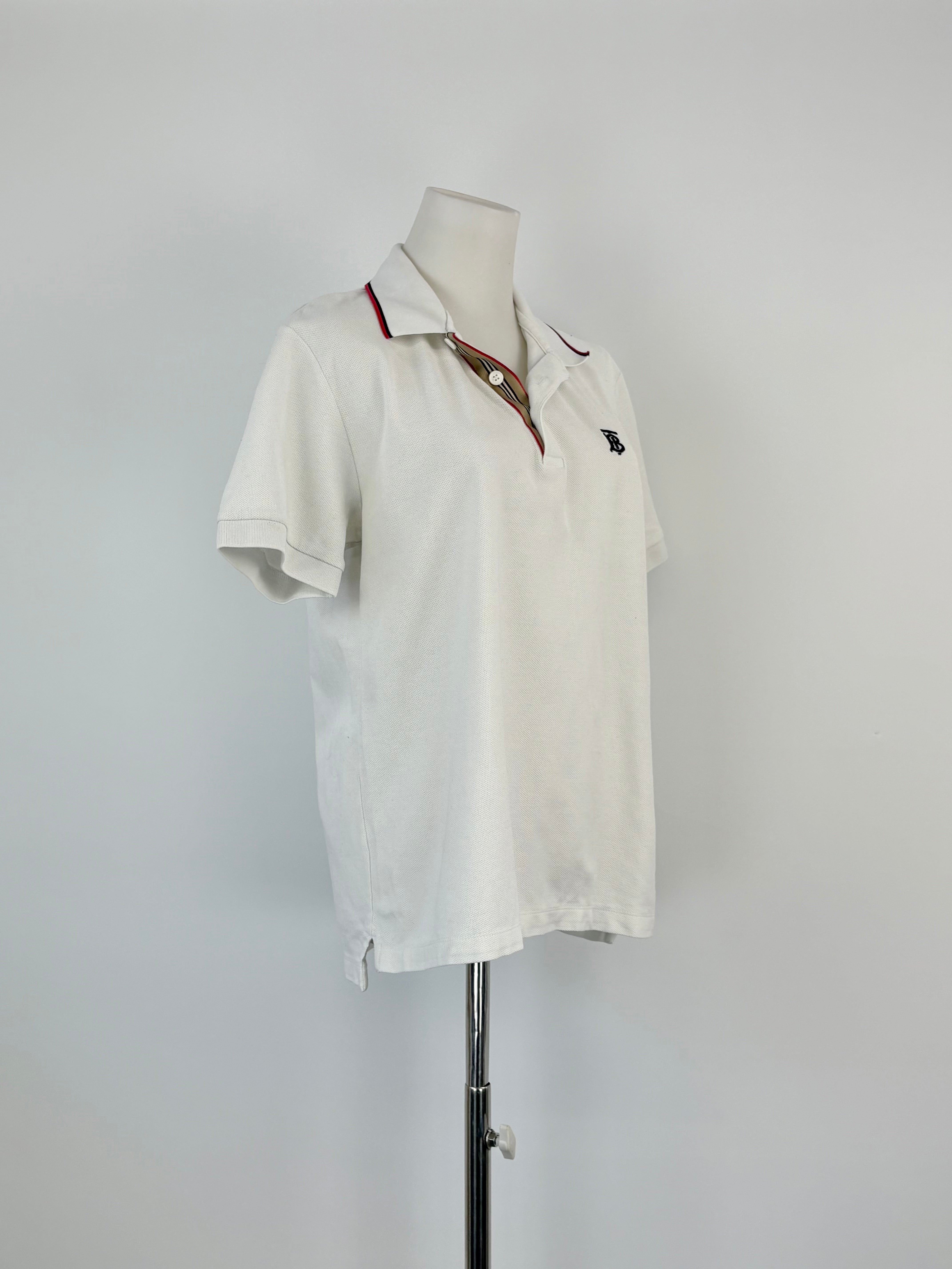 Burberry White Pique-Cotton Polo Top - S