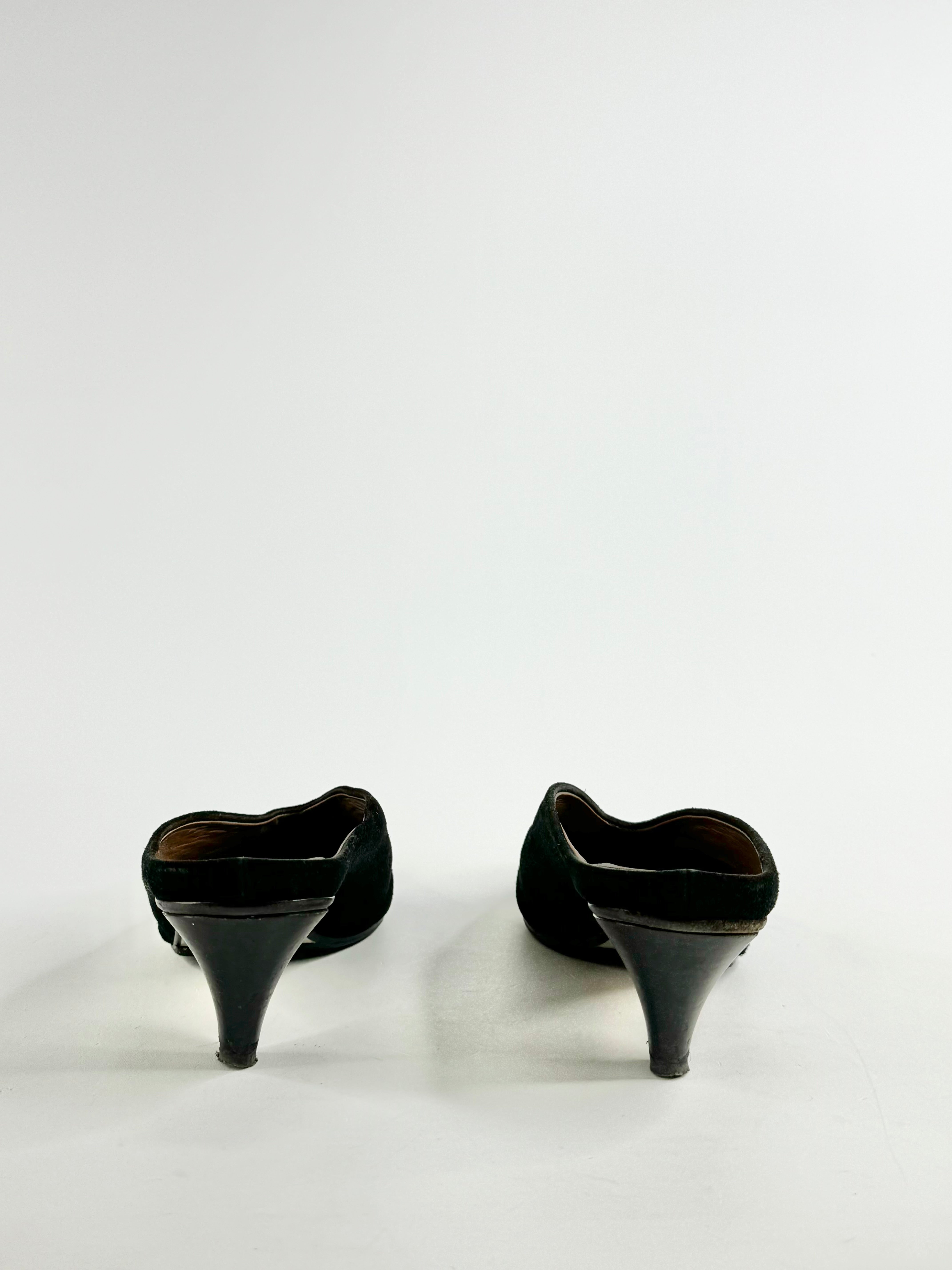 Vintage Black Suede Mules - EU39