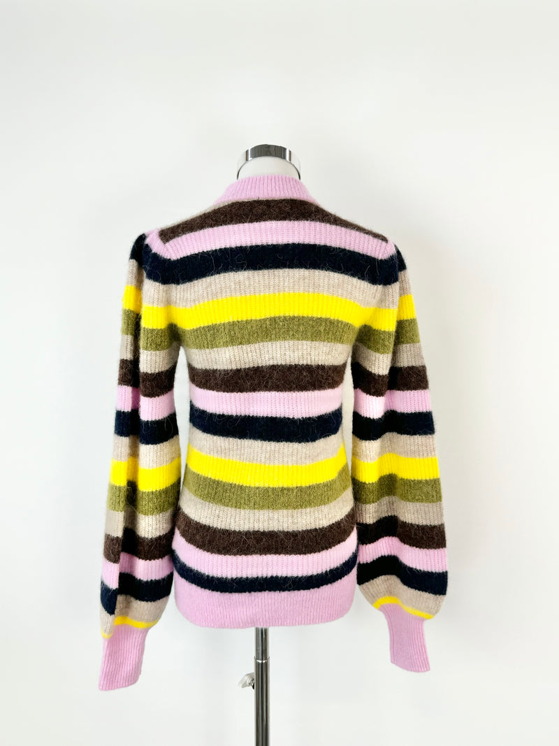 Ganni Multicolour Puff Sleeve Striped Jumper - AU6/8