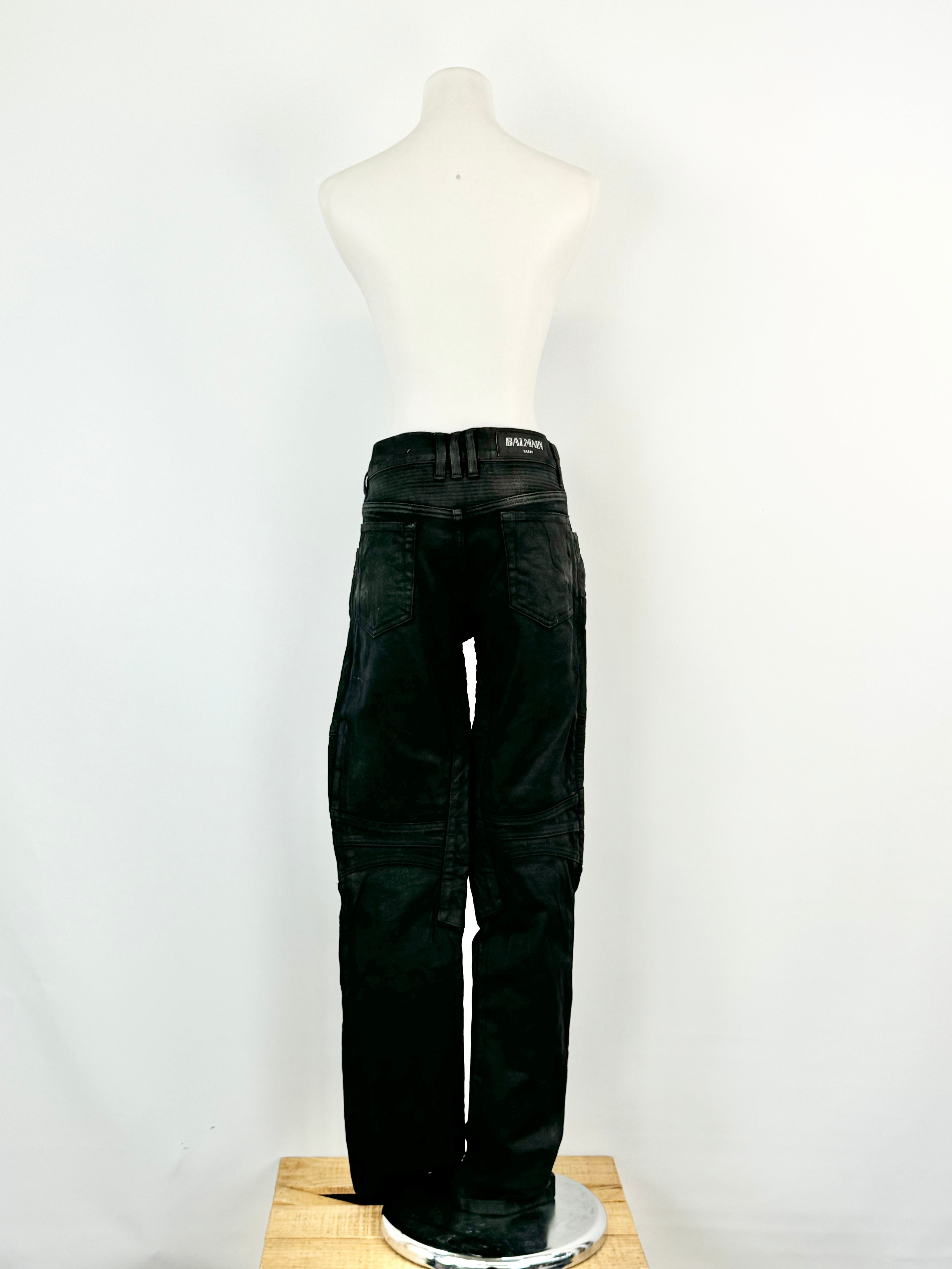 Balmain Black Moto Jeans - 30