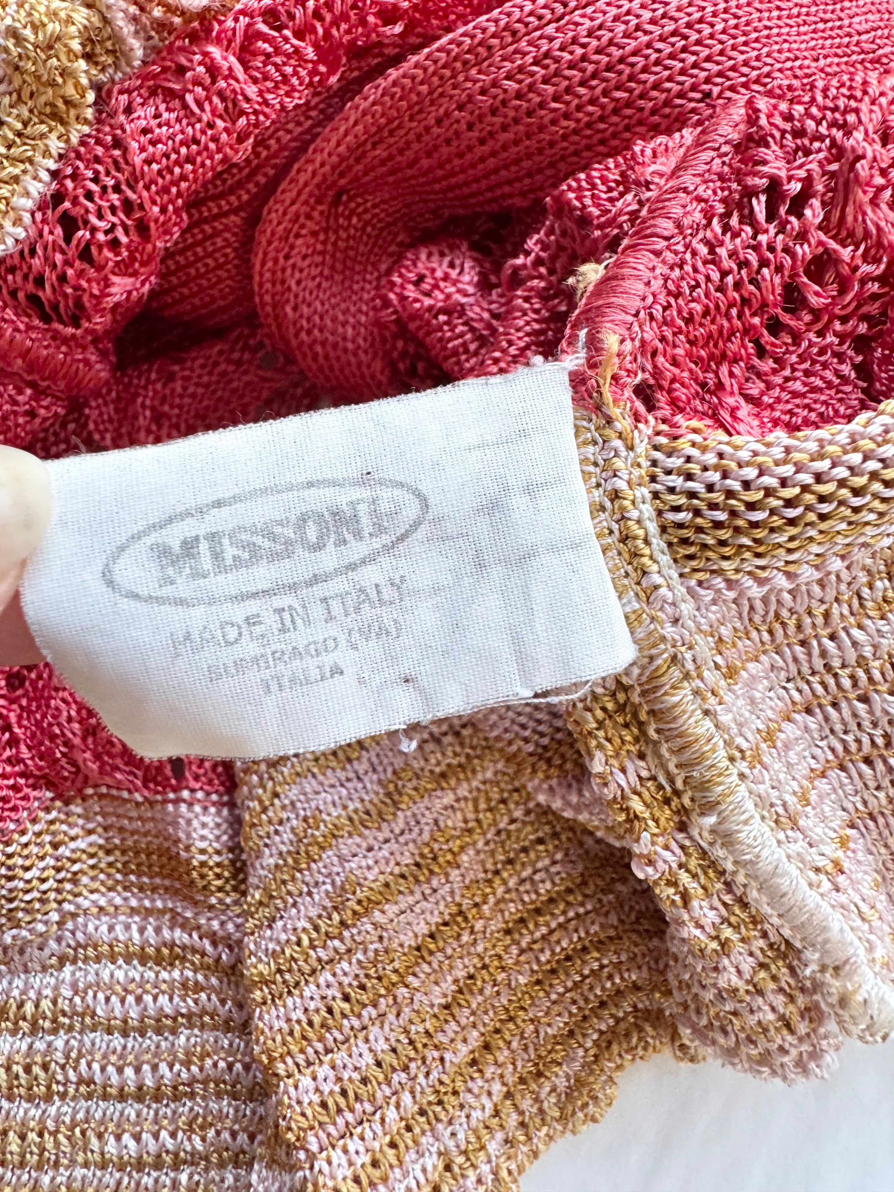 Missoni Dark Coral Scallop Pattern Knit Shirt Sleeve Button Up - AU10/12