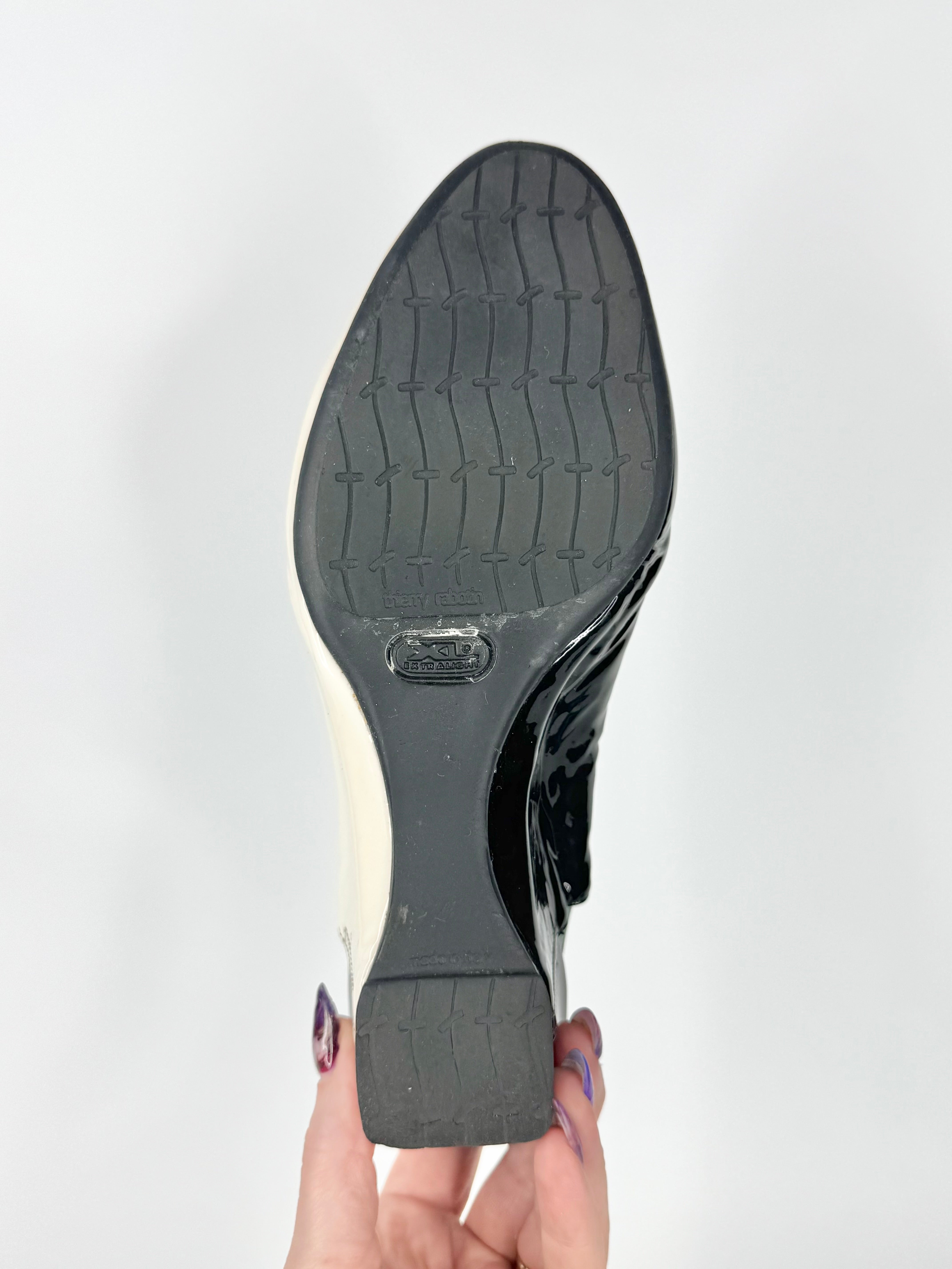 Thierry Black & White Patent Leather Peep Toe Wedges - EU38