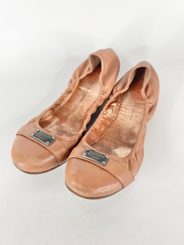 Marc by Marc Jacobs Taupe Leather Ballet Flats - EU40