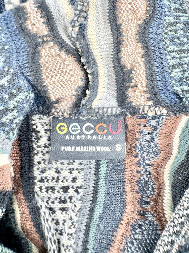 Geccu Australia Blue & Grey 3D Merino Wool Zippered Hoodie - S