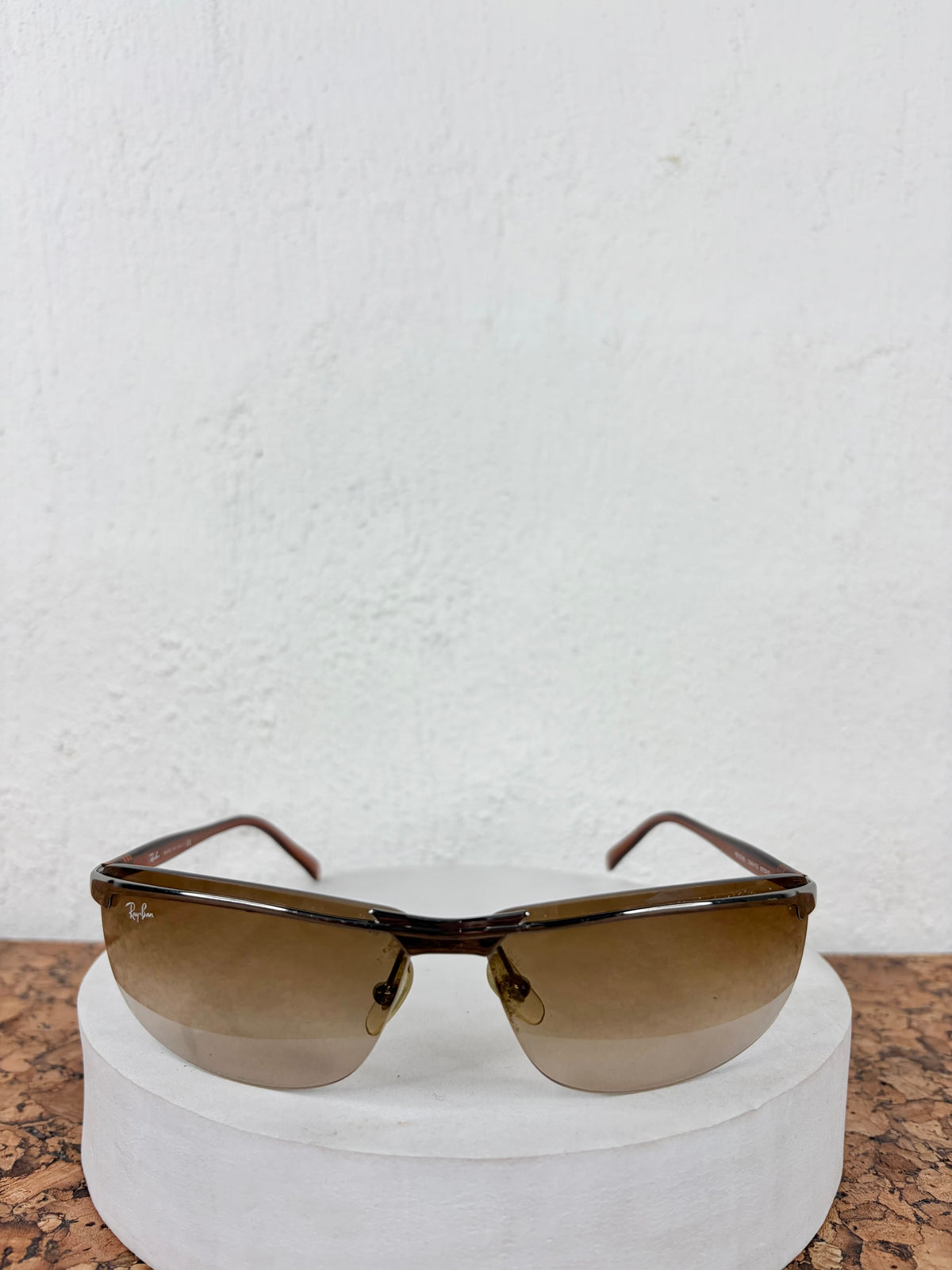 Ray-Ban 3308 Discontinued Rimless Shield Gradient Sunglasses