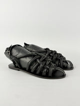 Asra Black Leather 'Sunnie' Strappy Sandals - EU40