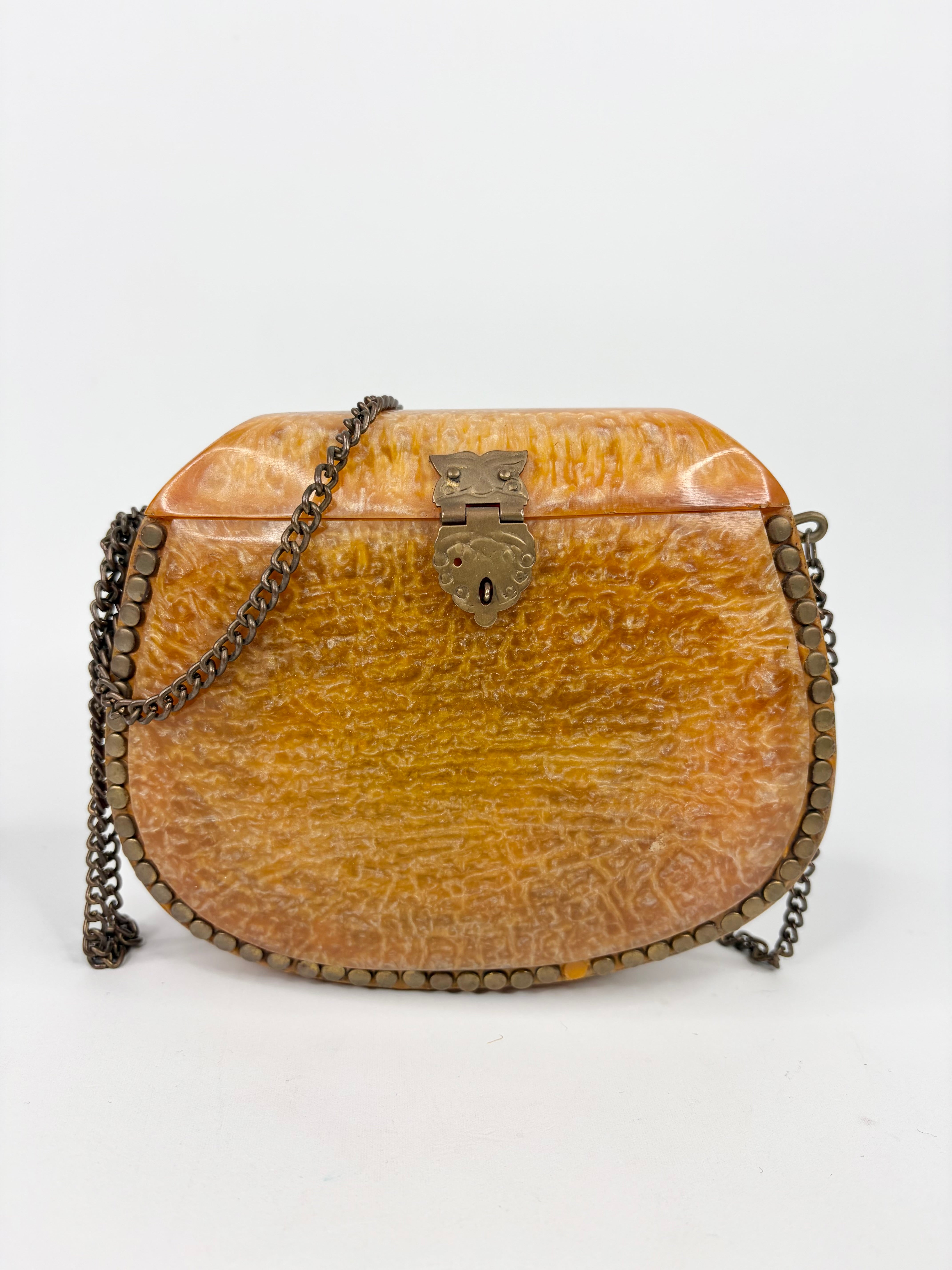 Vintage Amber Lucite Cross Body Purse