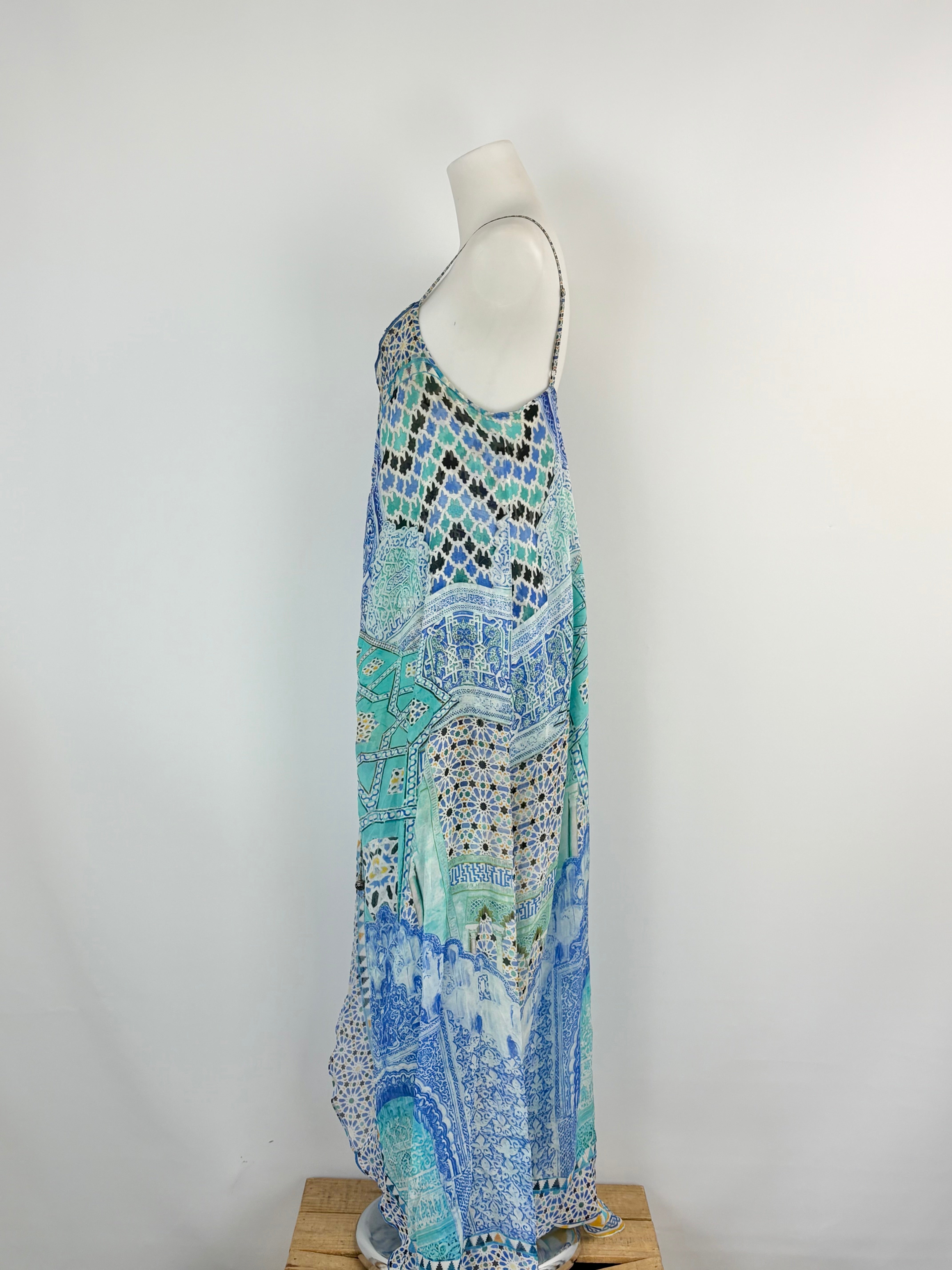 Camilla Drop-Shoulder Silk Jewel Embellished Dress - AU10