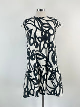 Aspesi White & Black Patterned Sleeveless Midi Dress - AU10