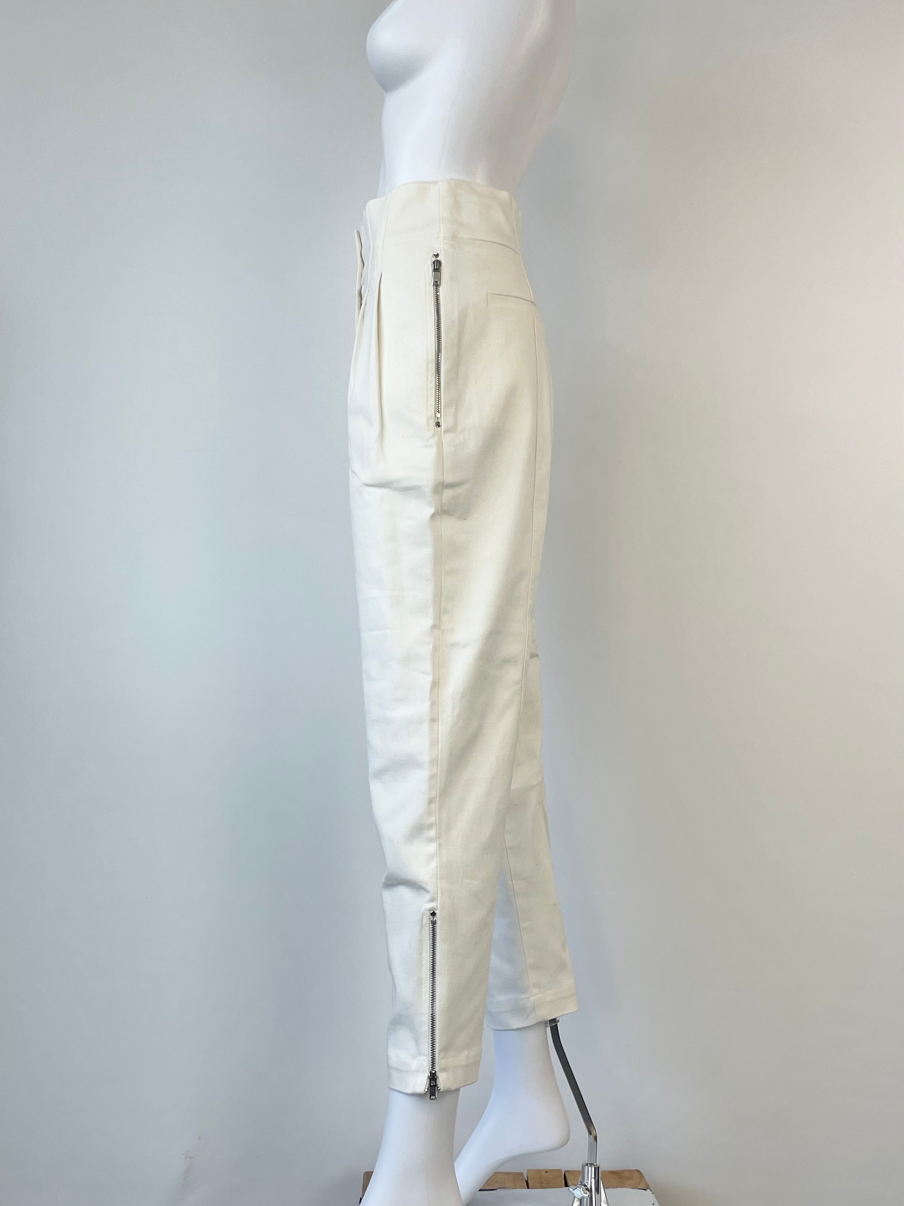 Reiss White Denim 'Serina' High-Waisted Cropped Jeans - AU6/8