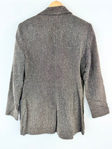 Patrick Gerard Cream & Brown Herringbone Wool Blend Blazer - AU10/12