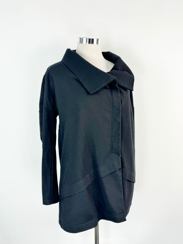 Marithé + François Girbaud Black Wool Buttoned Cardigan - AU10
