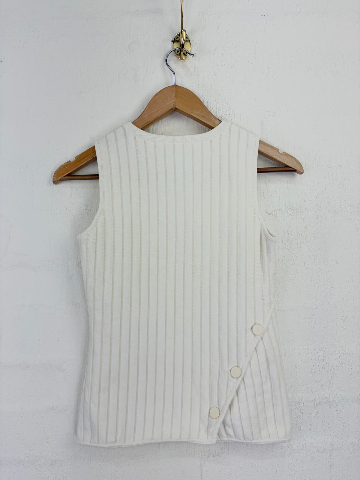 Jonathan Simkai White Asymmetrical Rib Knit Tank Top - AU6