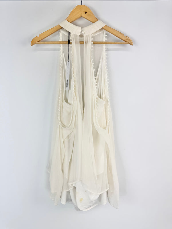 White Suede 'Silk X Blouse' NWT - AU12