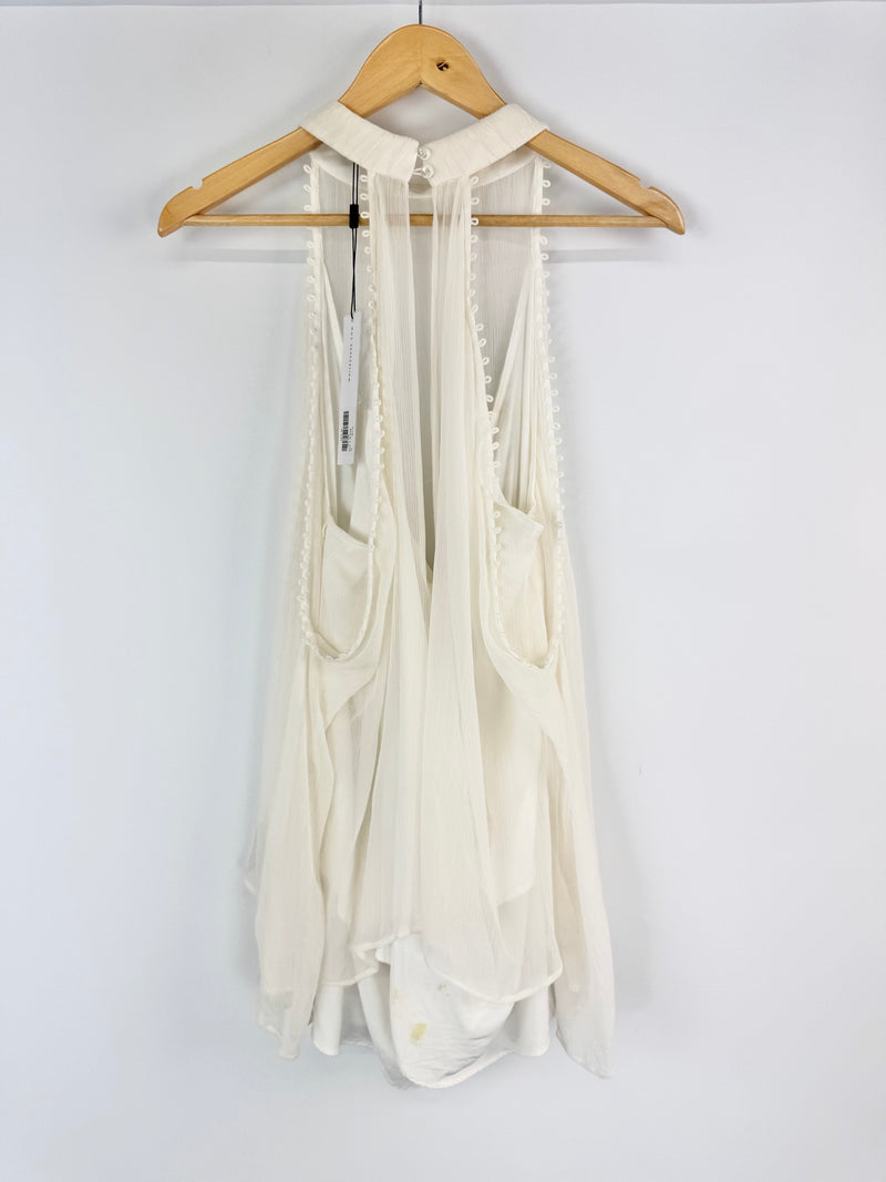 White Suede 'Silk X Blouse' NWT - AU12