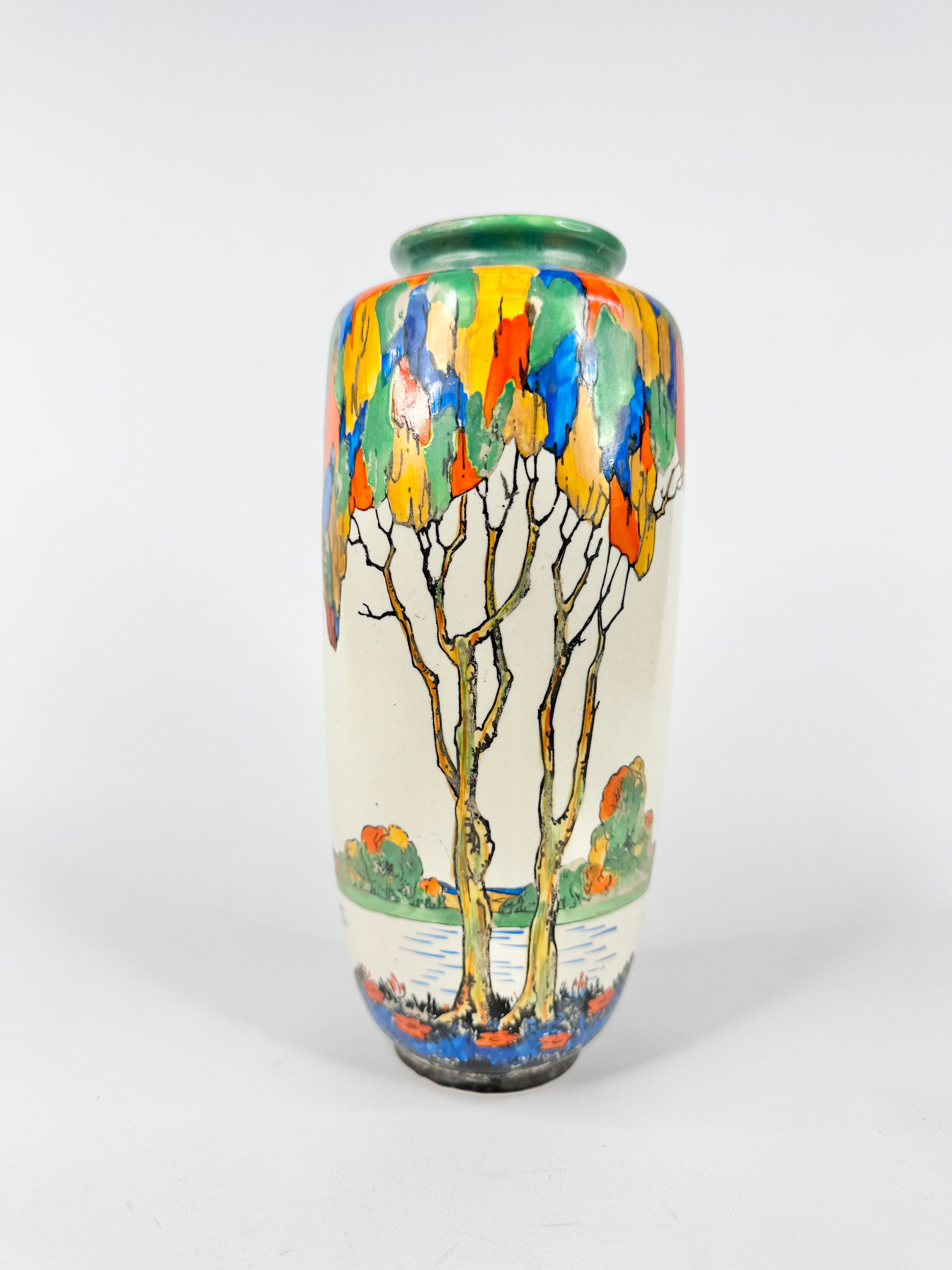 Vintage Crown Ducal Art Deco Hand Painted Tree Vase
