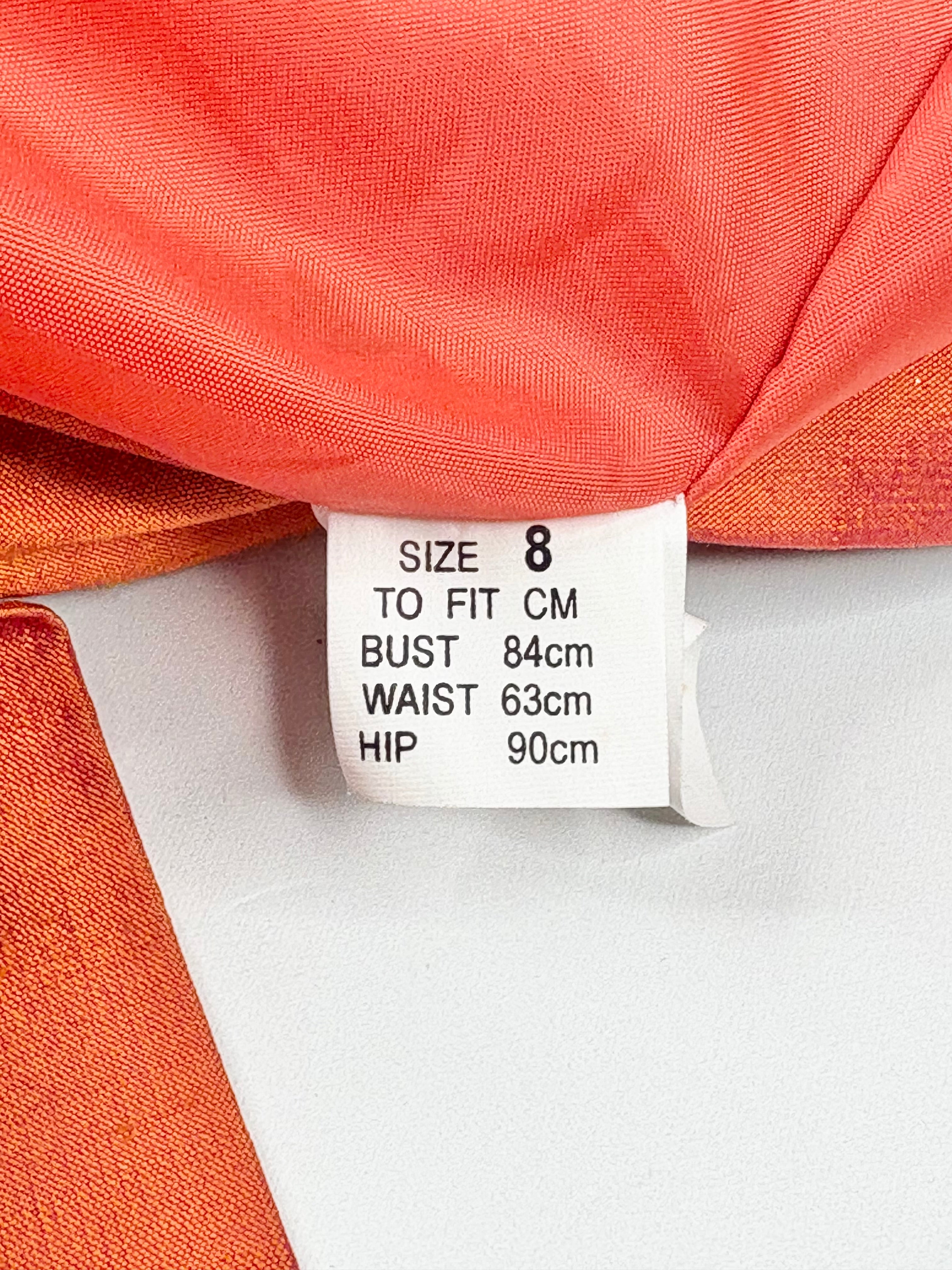 Citi Vintage Raw-Silk Orange Fitted Dress - AU8