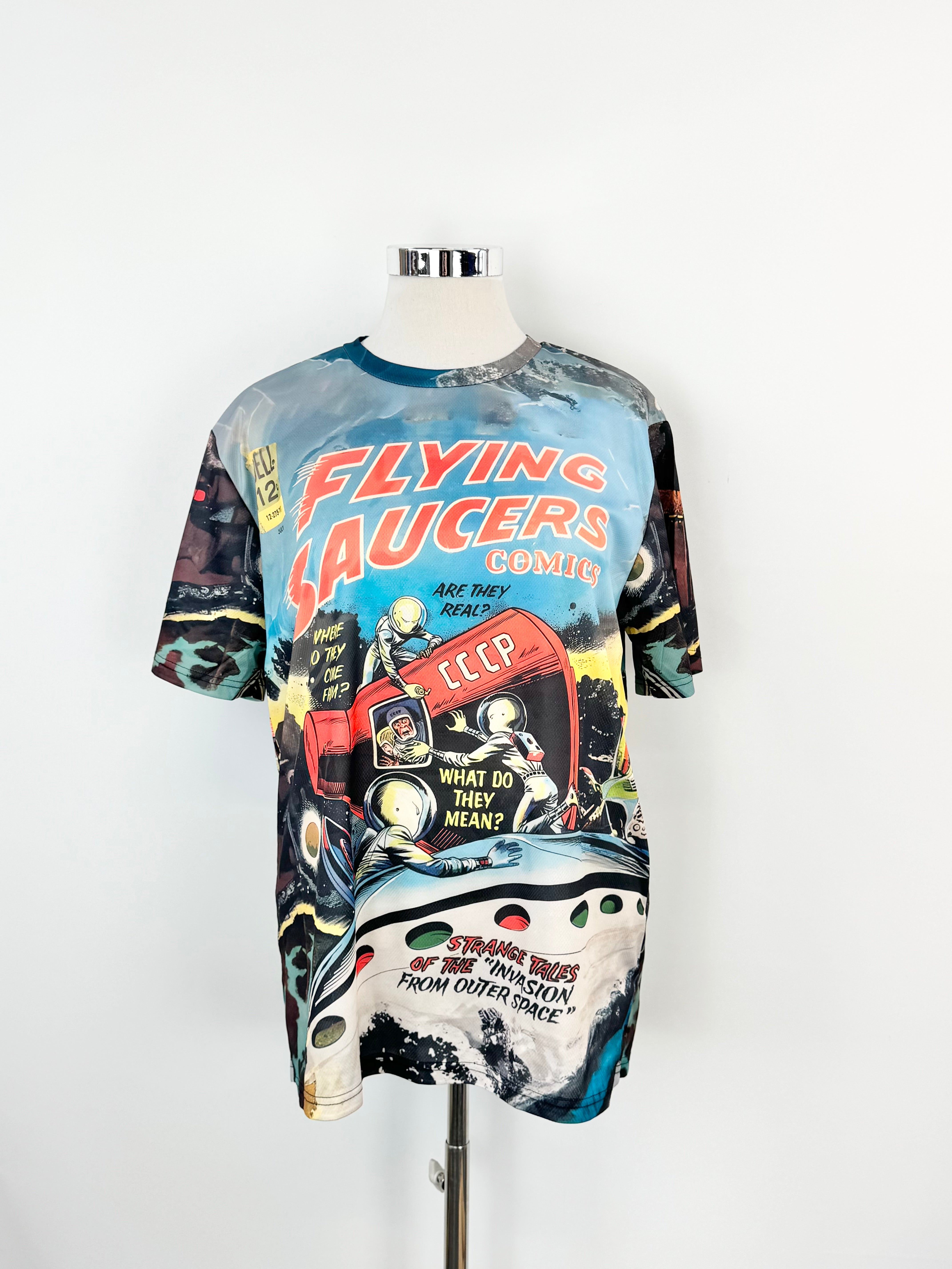 Grey Flying Saucers T-Shirt - M