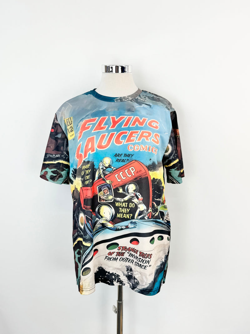 Grey Flying Saucers T-Shirt - M