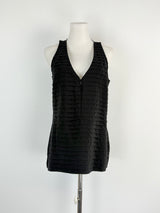 Reiss Black Tier-Pleat Mini Dress - AU10