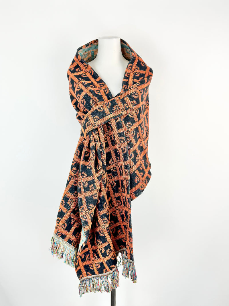 Alpha 60 Orange & Black Woven Shawl