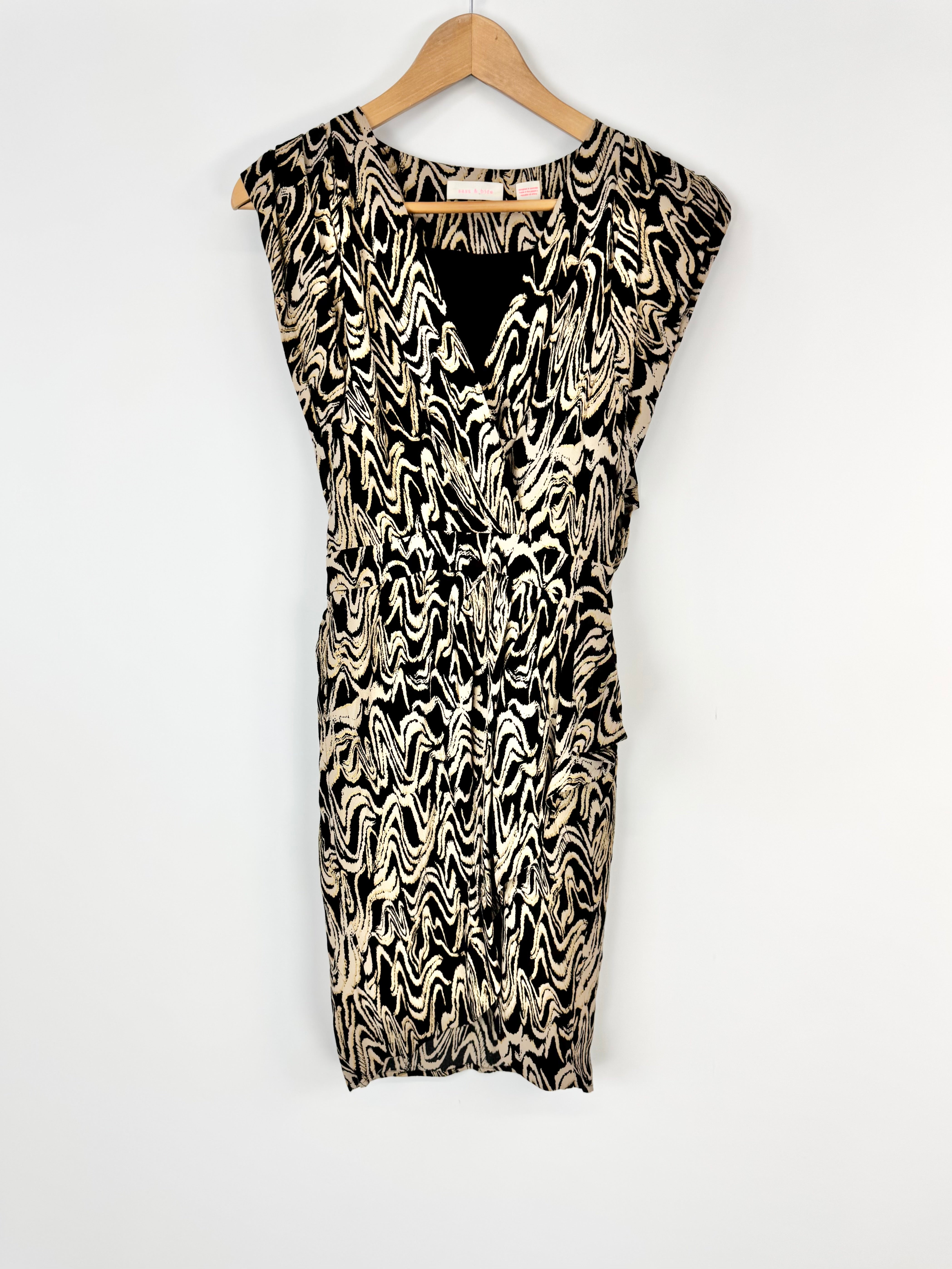 Sass & Bide 'Freedom Rule' Black & Gold Midi Dress - AU6