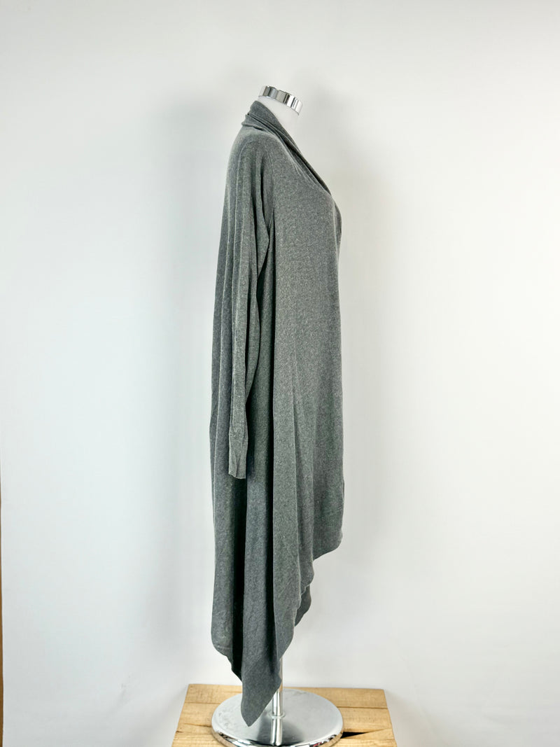 DKNY Grey Silk & Cashmere Blend Waterfall Cardigan - AU8