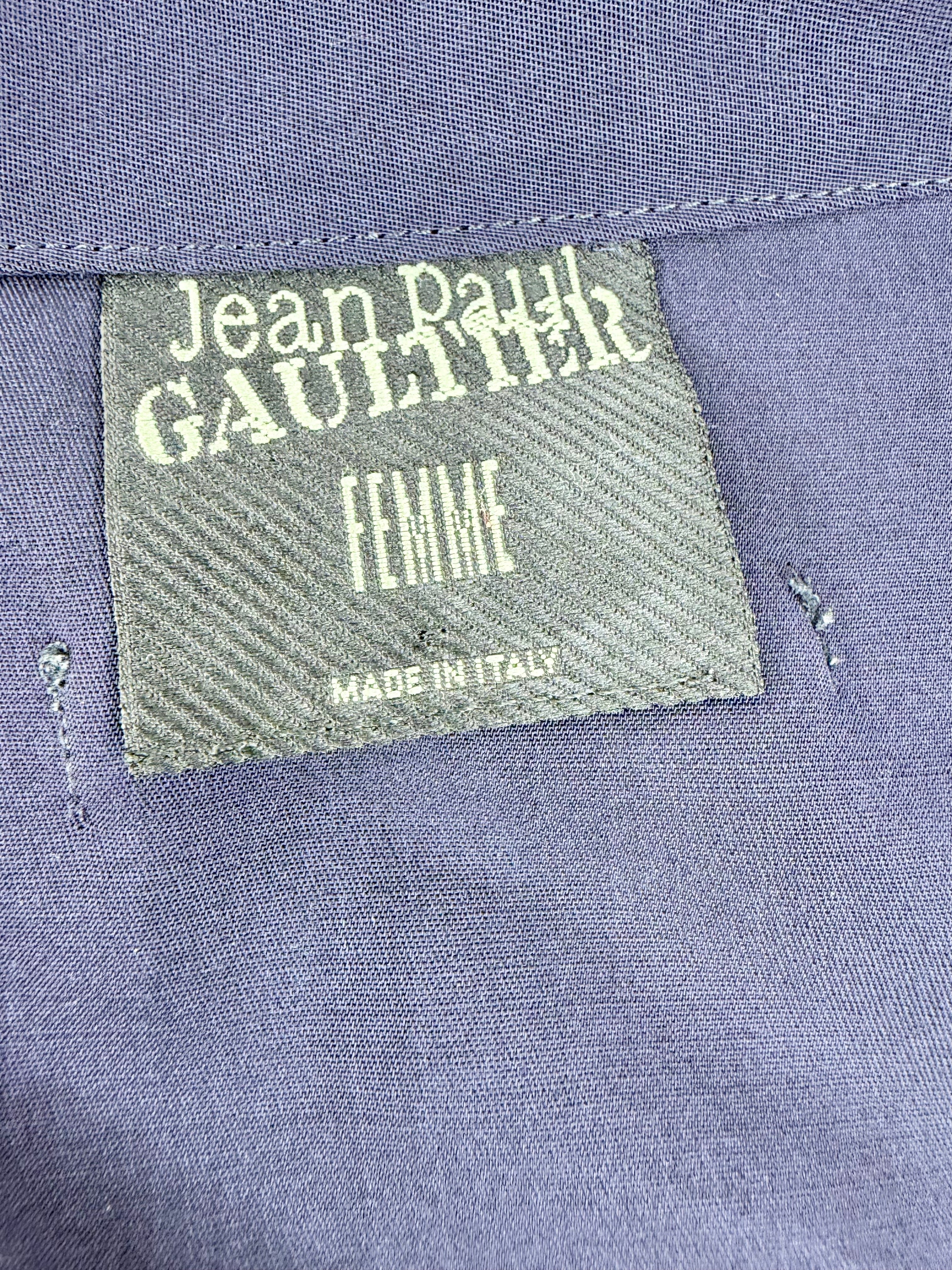 Vintage 90s Jean Paul Gaultier Navy Apron Wrap Dress - AU12