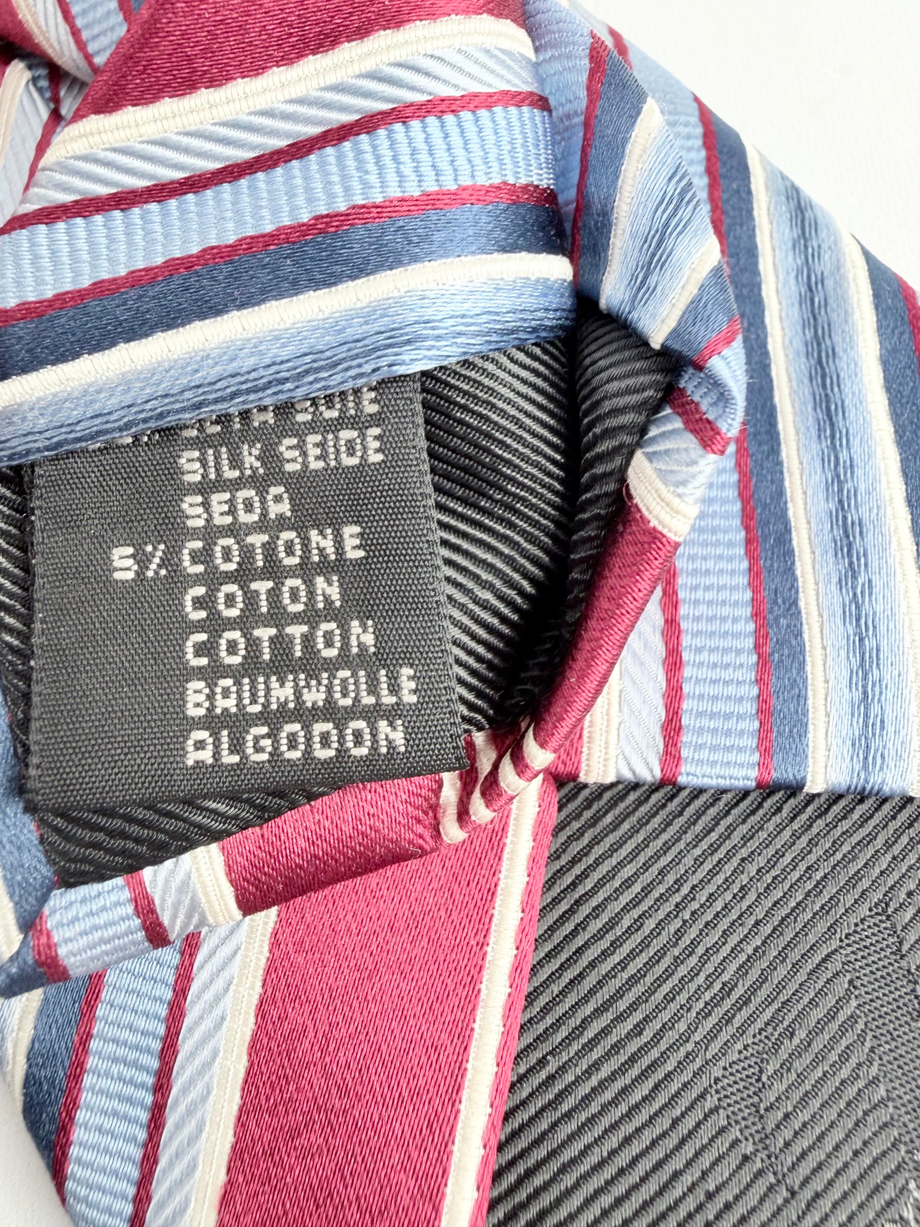Ermenegildo Zegna Red & Blue Striped Silk Tie